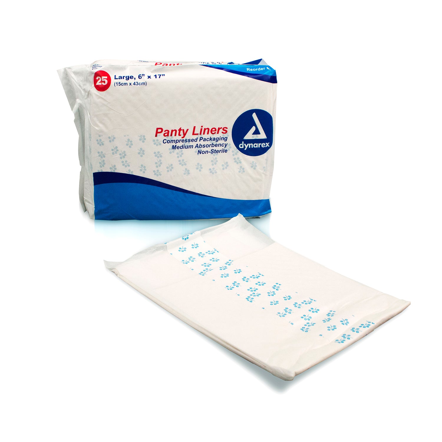 Panty Liners with Adhesive Tab - 6" x 17" (18 g) - 10/25/cs