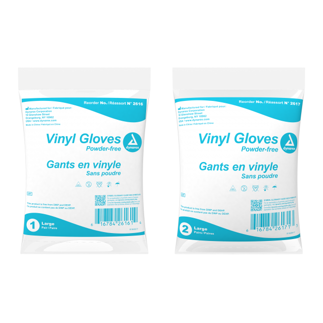 1 pair of Vinyl Gloves in a polybag - 1 pair/bag - 500 bg/cs - Large - Clear