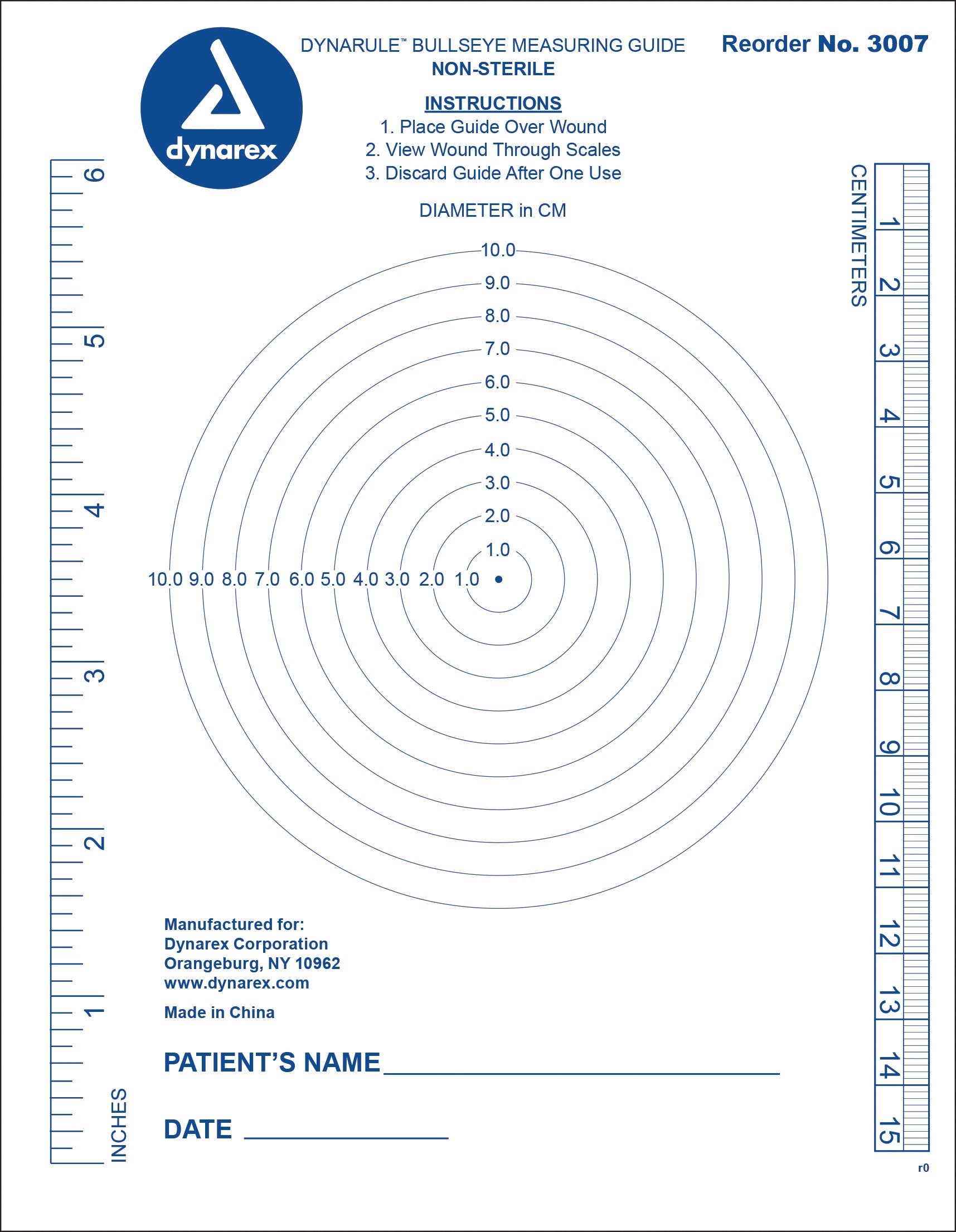 DynaRule Bullseye Measuring Guide - 5/250/cs