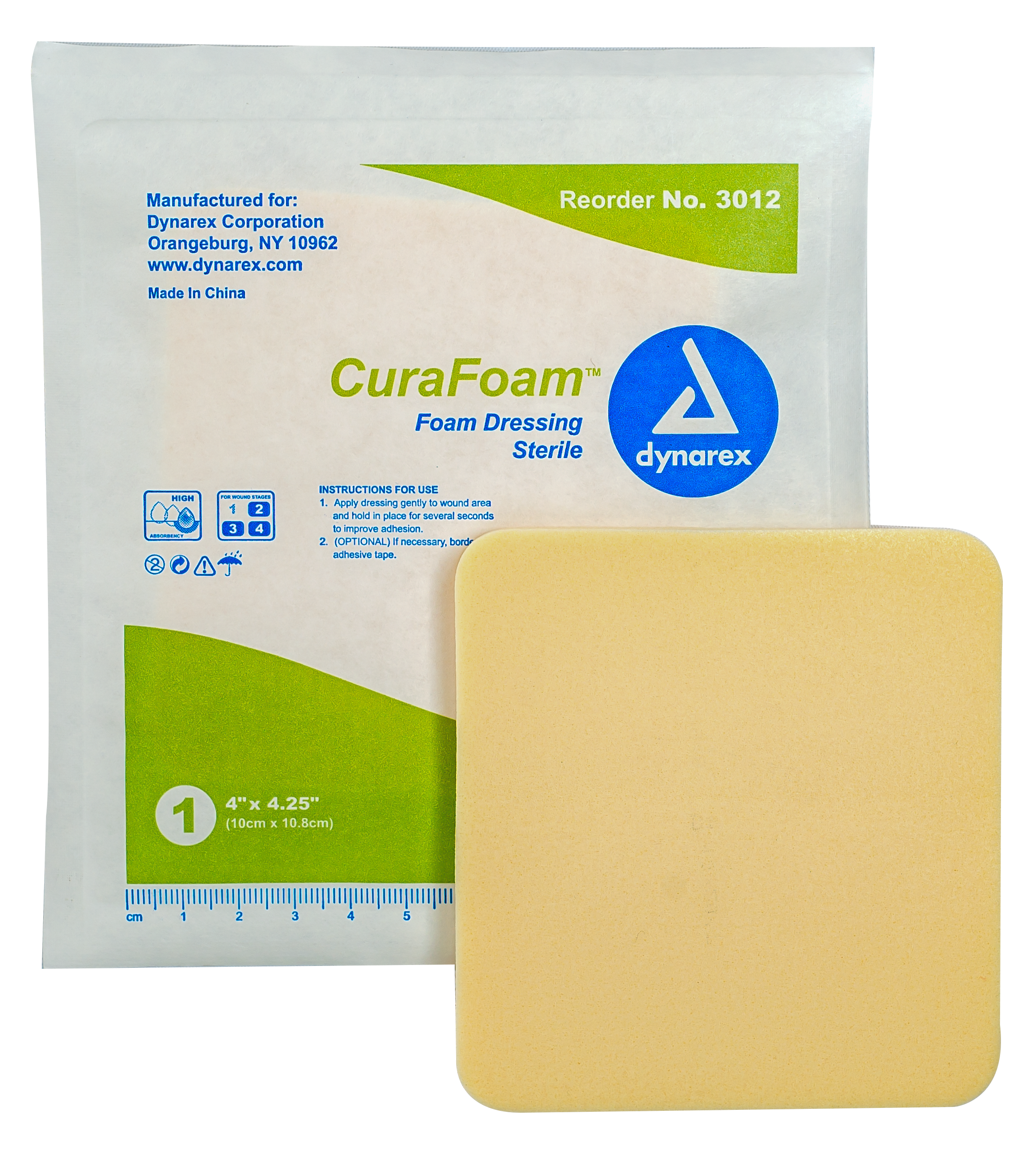 CuraFoam - Foam Dressing - 4" x 4.25" - 12/10/cs