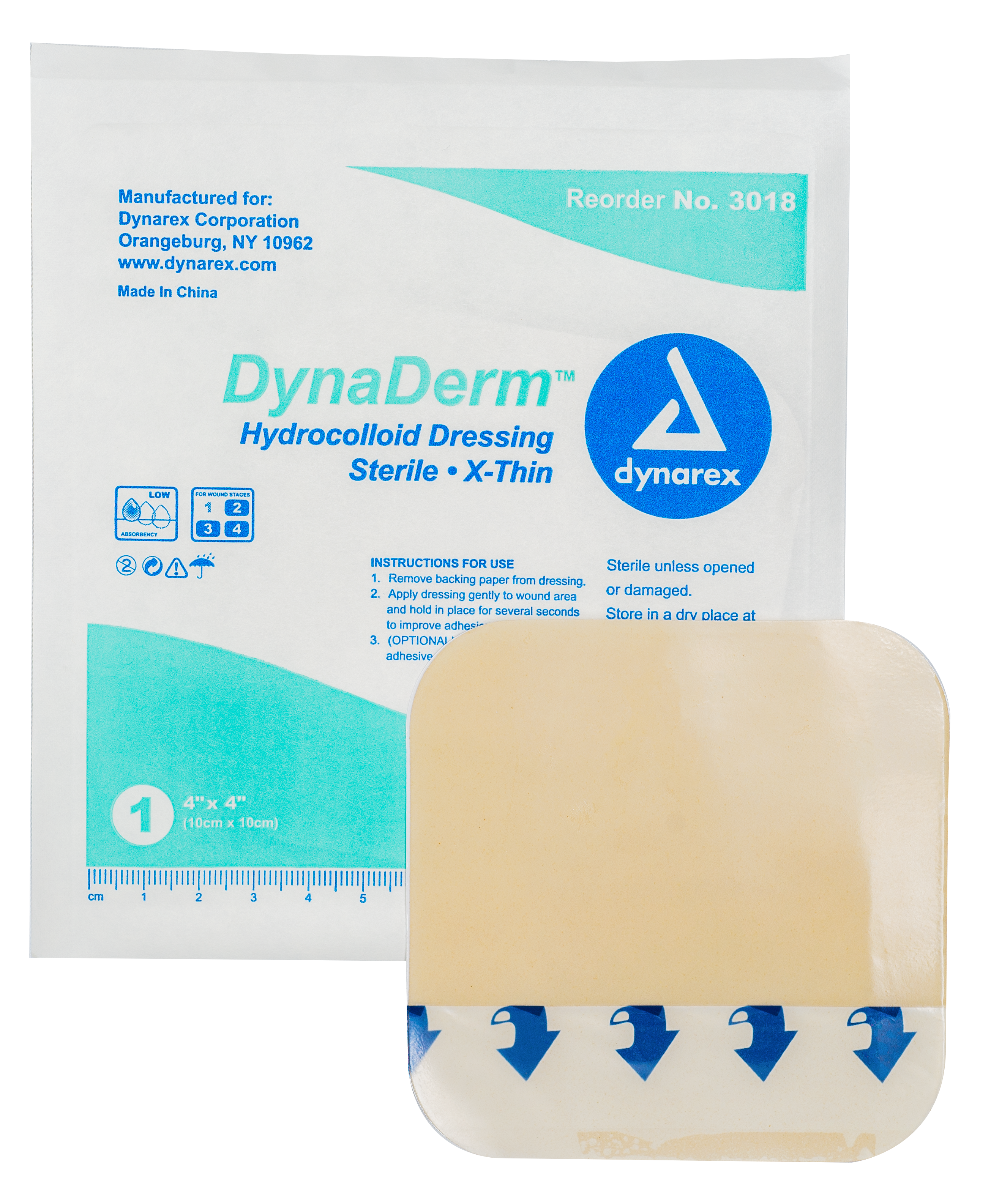 DynaDerm - Hydrocolloid Dressing - Extra Thin - 4" x 4" - 12/10/cs