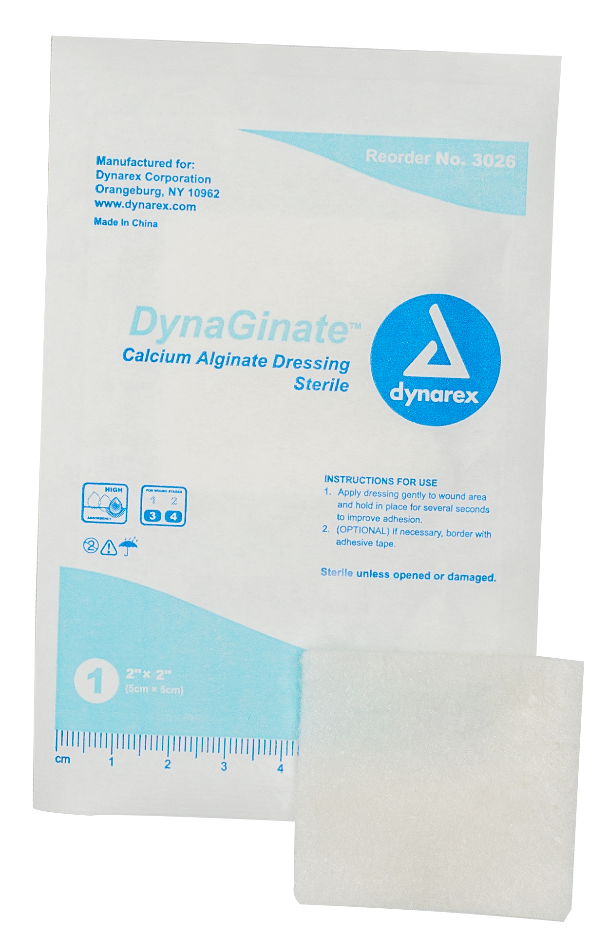 DynaGinate - Calcium Alginate Dressing - 2" x 2" - 12/10/cs