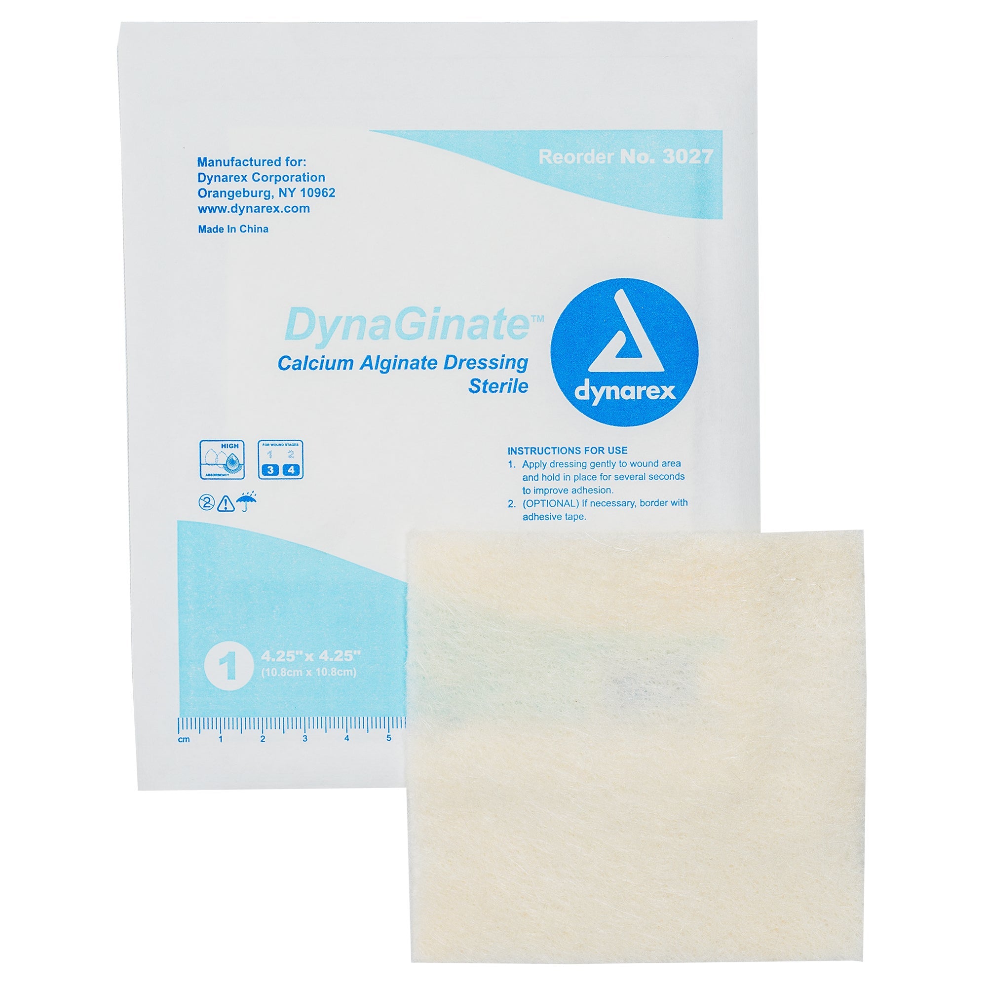 DynaGinate - Calcium Alginate Dressing - 4.25" x 4.25" - 12/10/cs