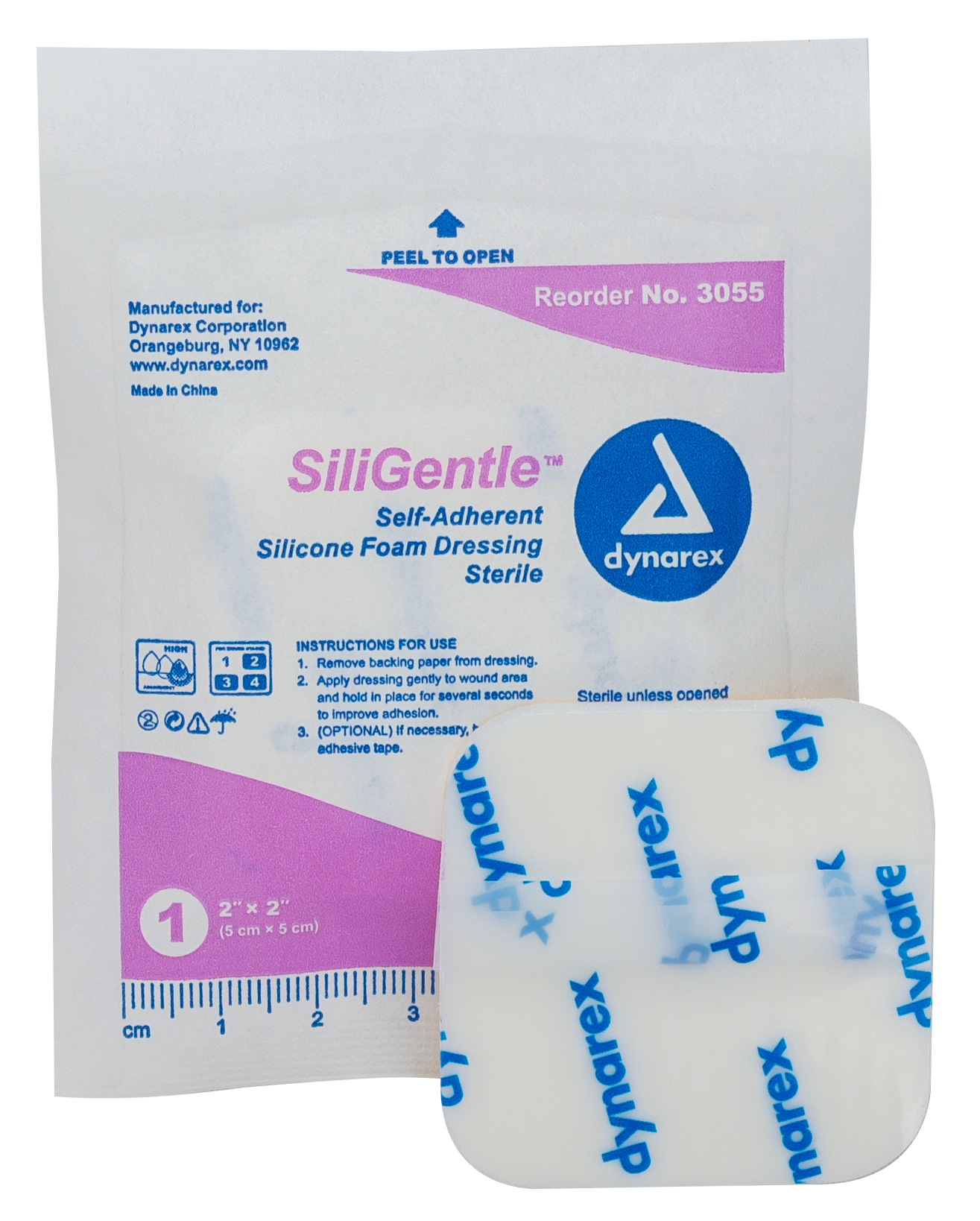 SiliGentle - Non-Adhesive Silicone Foam Dressing - 2" x 2" - 12/10/cs