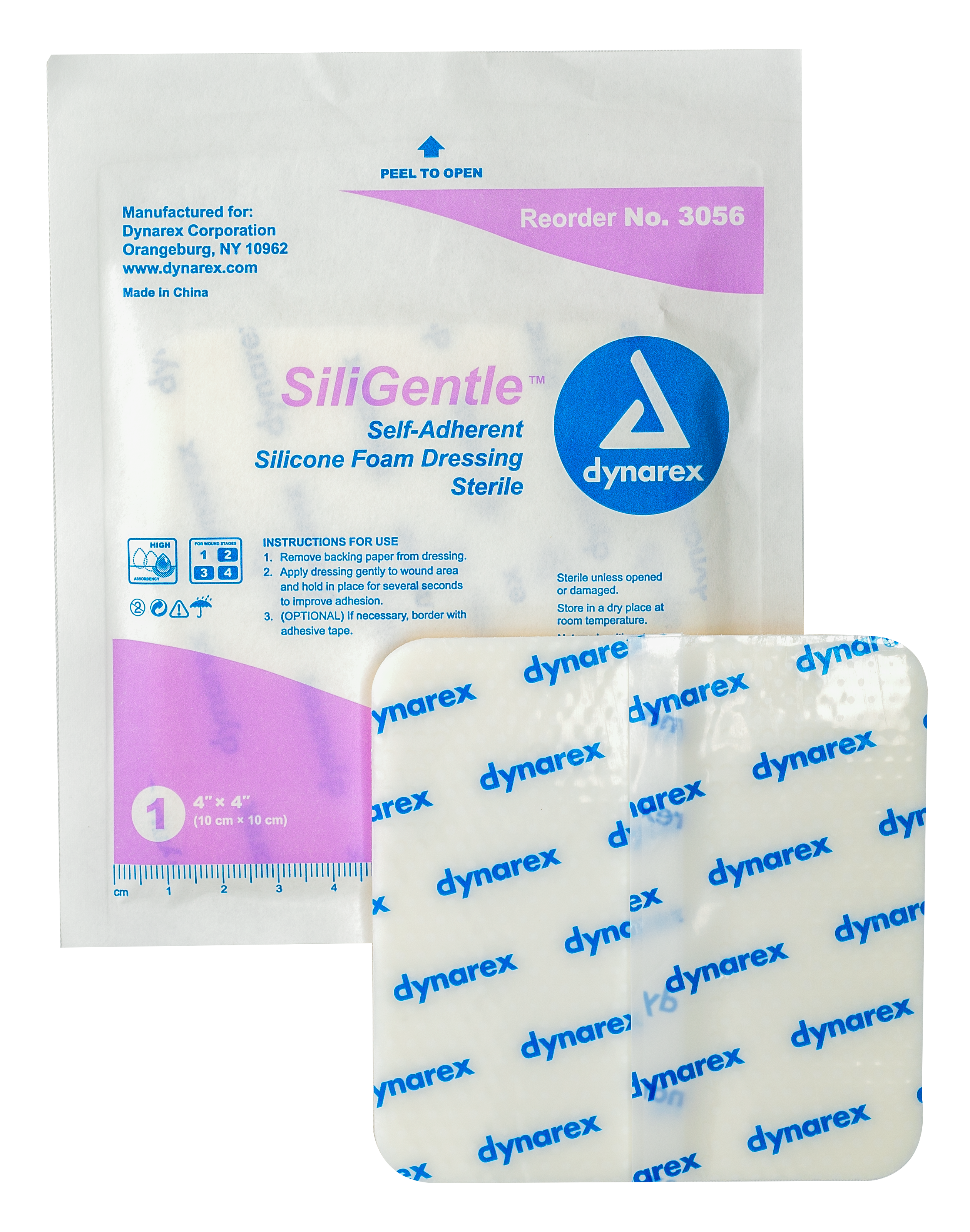 SiliGentle - Non-Adhesive Silicone Foam Dressing - 4" x 4" - 12/10/cs