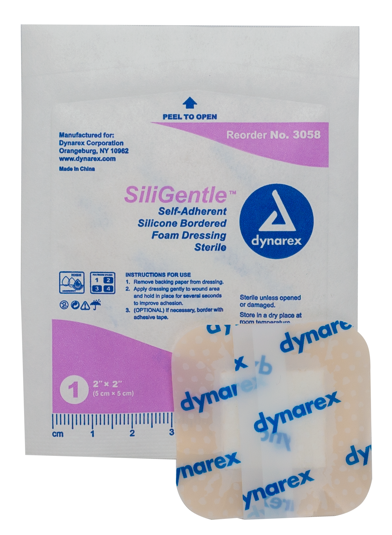 SiliGentle - Silicone BordeRed Foam Dressing - 2" x 2" - 12/10/cs