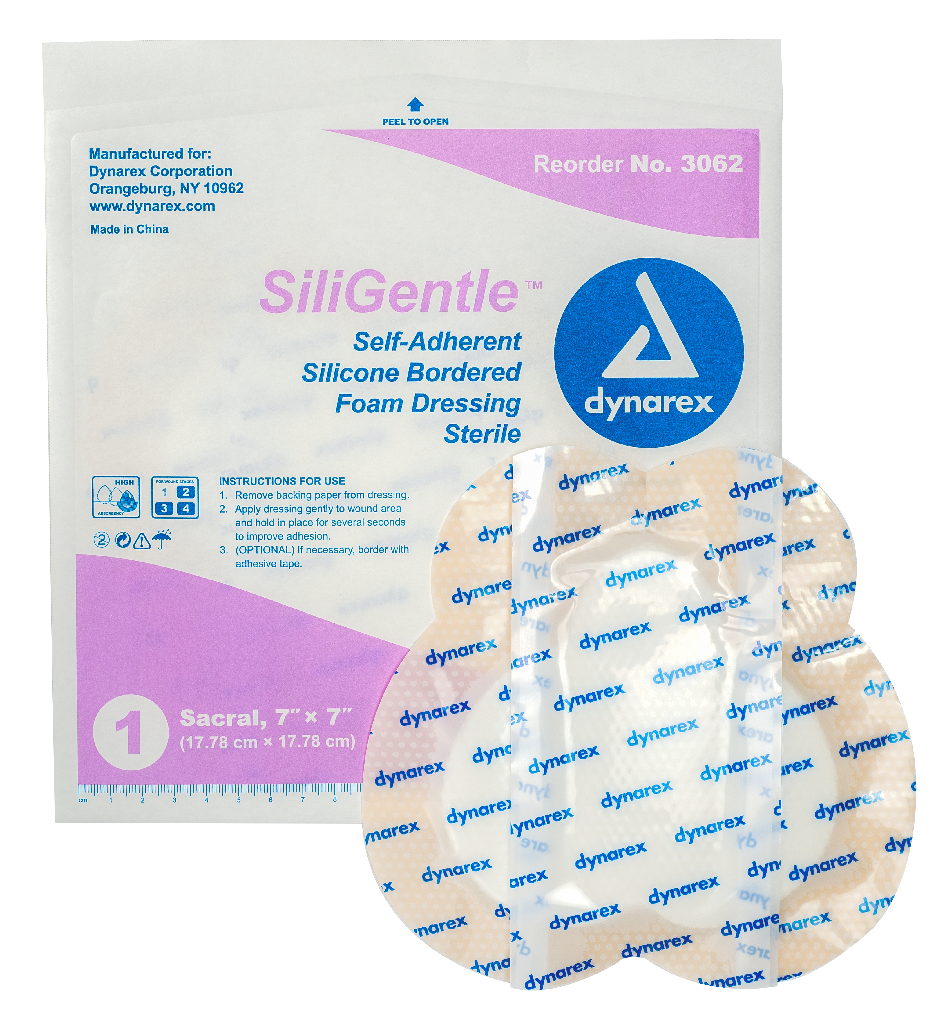 SiliGentle - Silicone BordeRed Foam Dressing - Sacral 7" x 7" - 12/5/cs