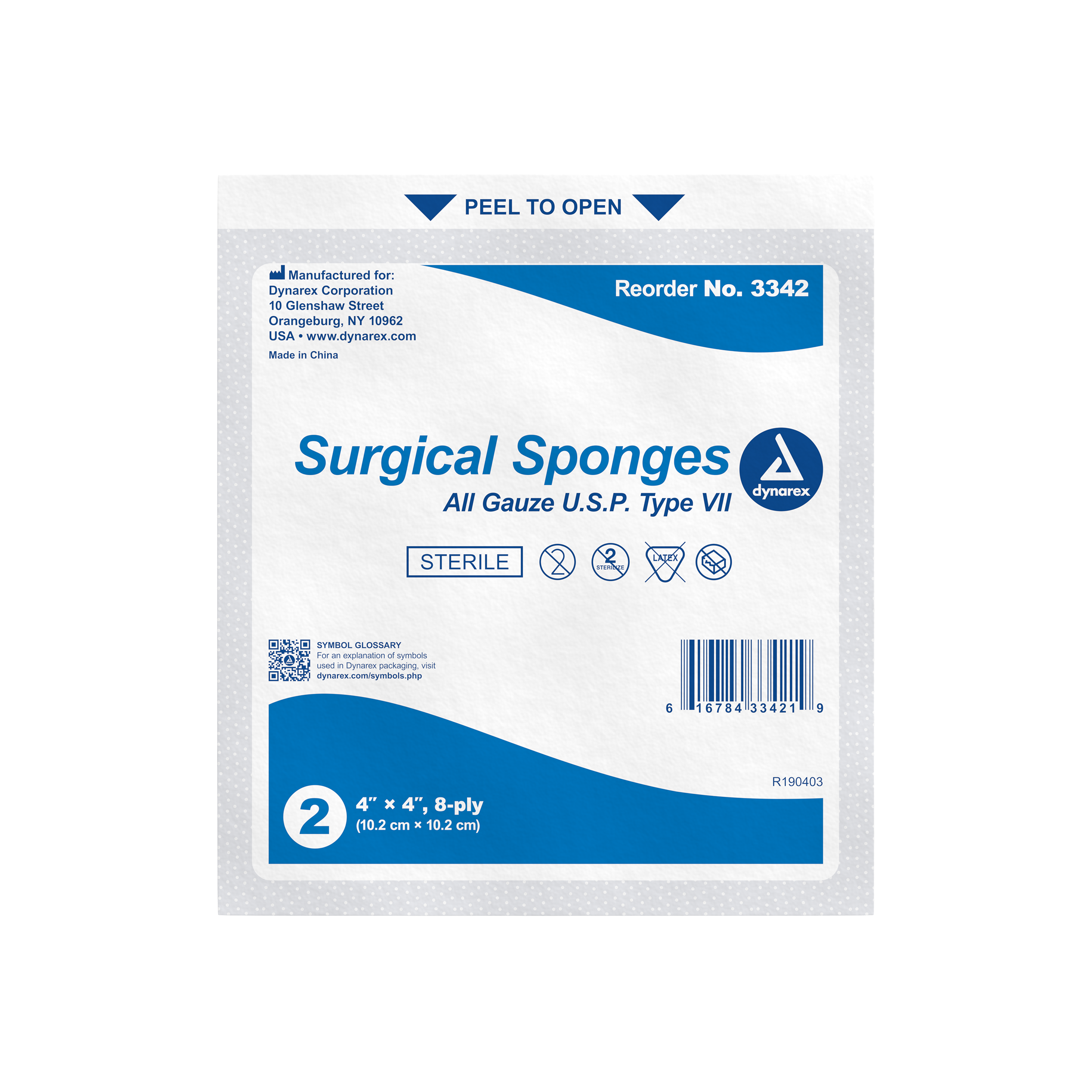 Surgical Gauze Sponge Sterile 2's - 4"x 4" 8 Ply - 24/25 (1200/cs)