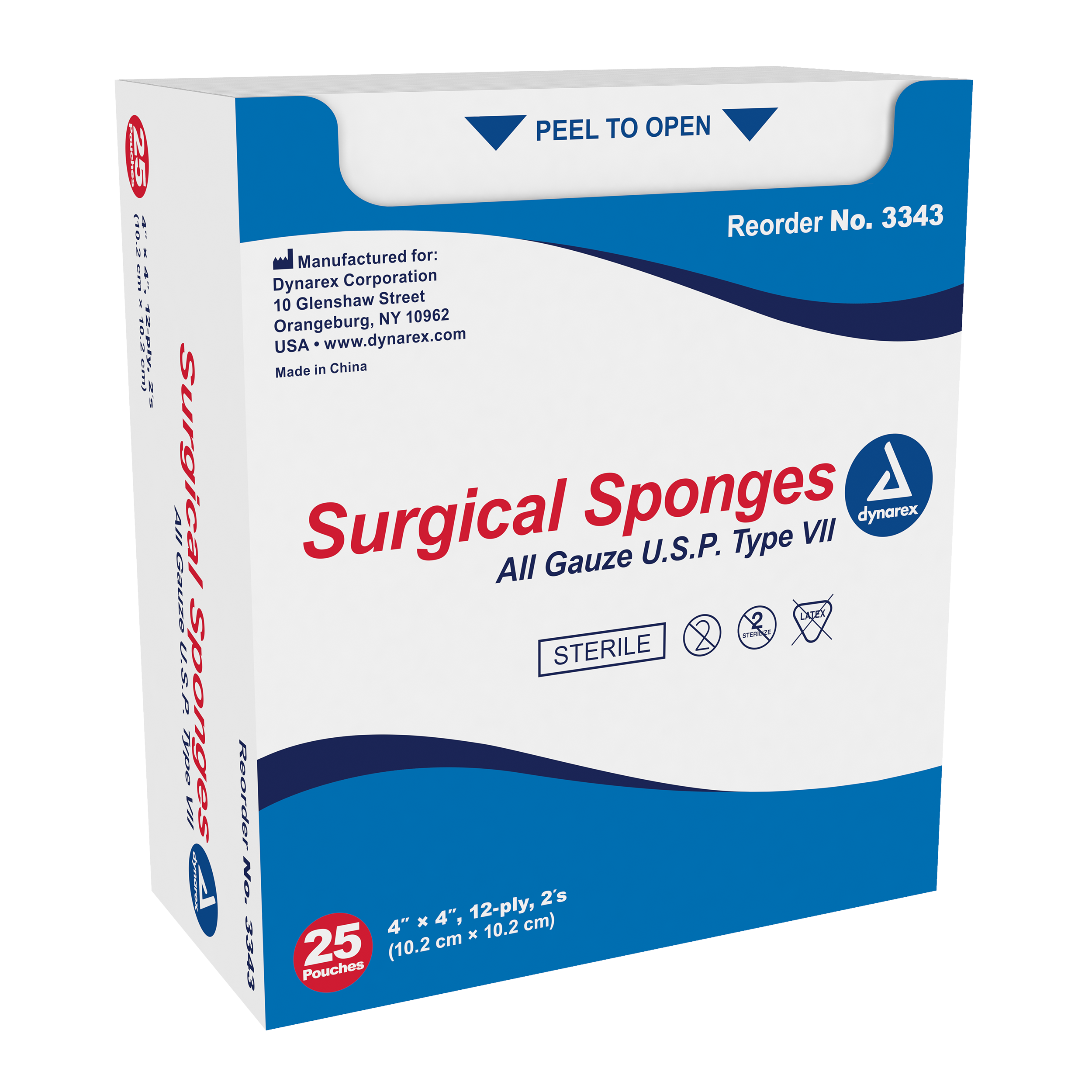 Surgical Gauze Sponge Sterile 2's - 4"x 4" 12 Ply - 24/25 (1200/cs)