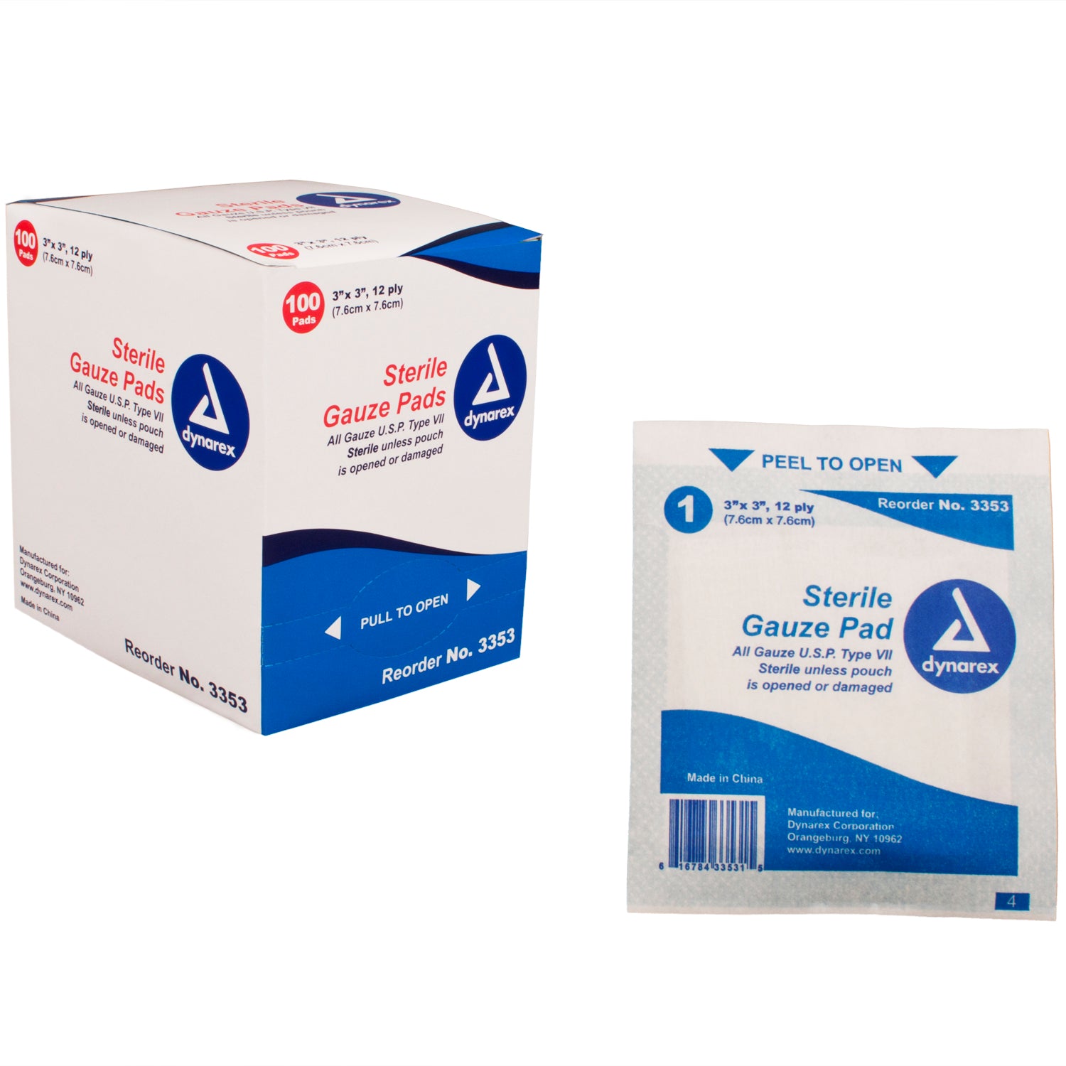 Gauze Pad Sterile 1's - 3"x 3" 12 Ply - 24/100 (2400/cs)