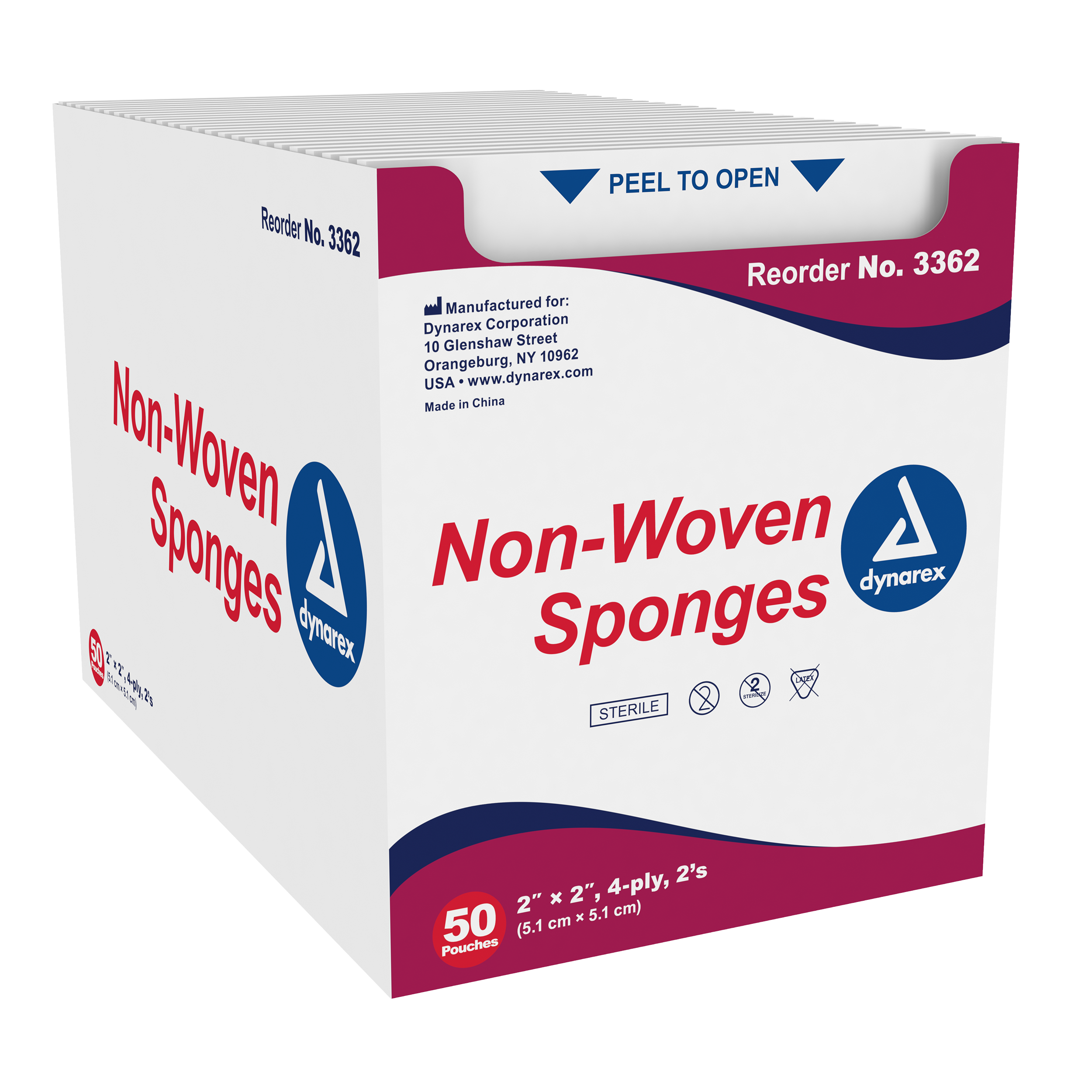 Non-Woven Sponge Sterile 2's - 2"x 2" 4 Ply - 30/50(3000/cs)