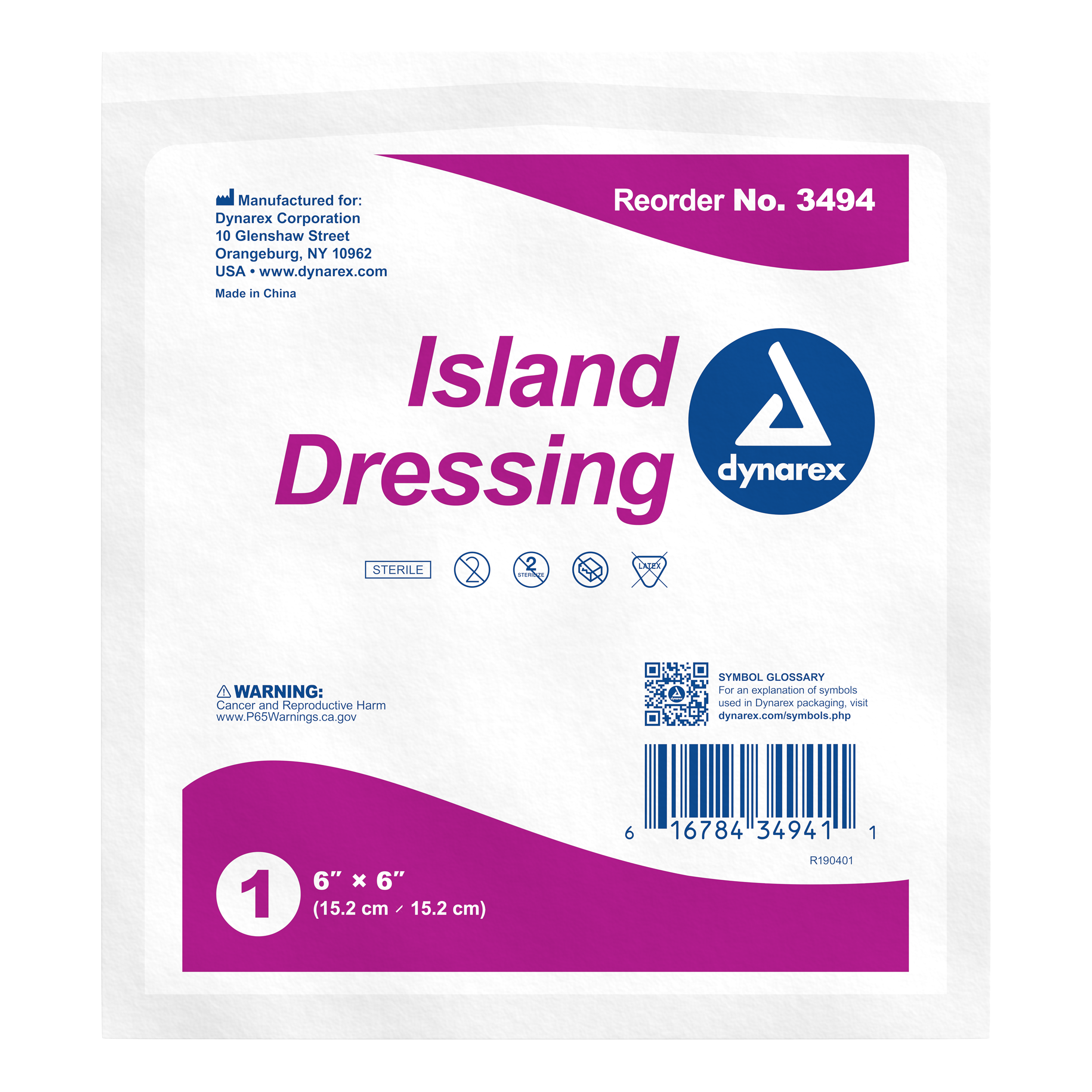 Island Dressing Sterile - 6" x 6" - 6/25/cs