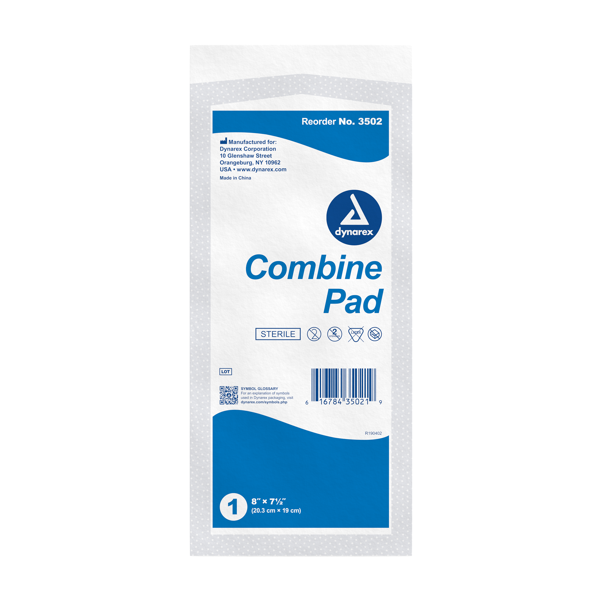 Combine Pads 1/pouch - Sterile - 8" x 7 1/2" - 20/12/cs