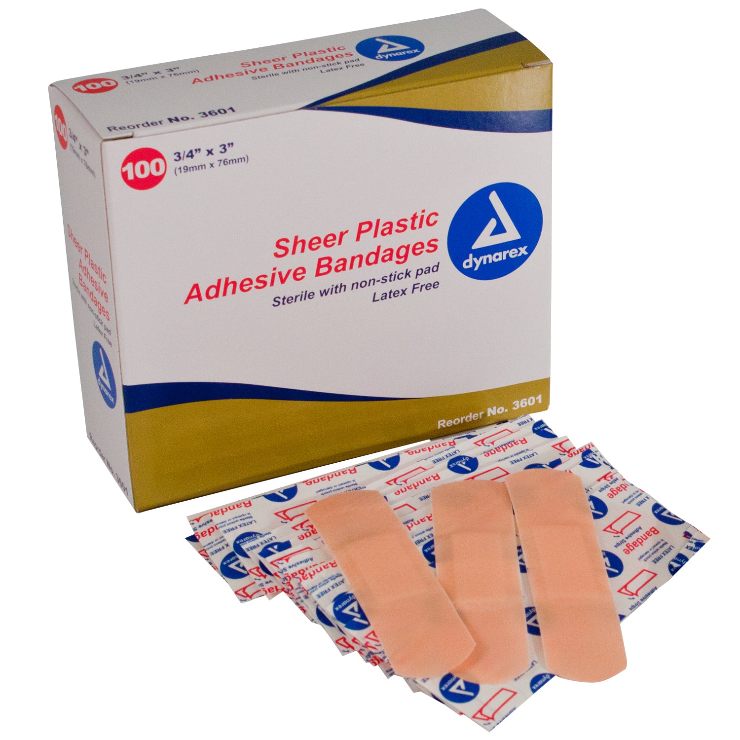 Sheer Plastic Adhesive Bandages Sterile - 3/4" x 3" - 24/100/cs