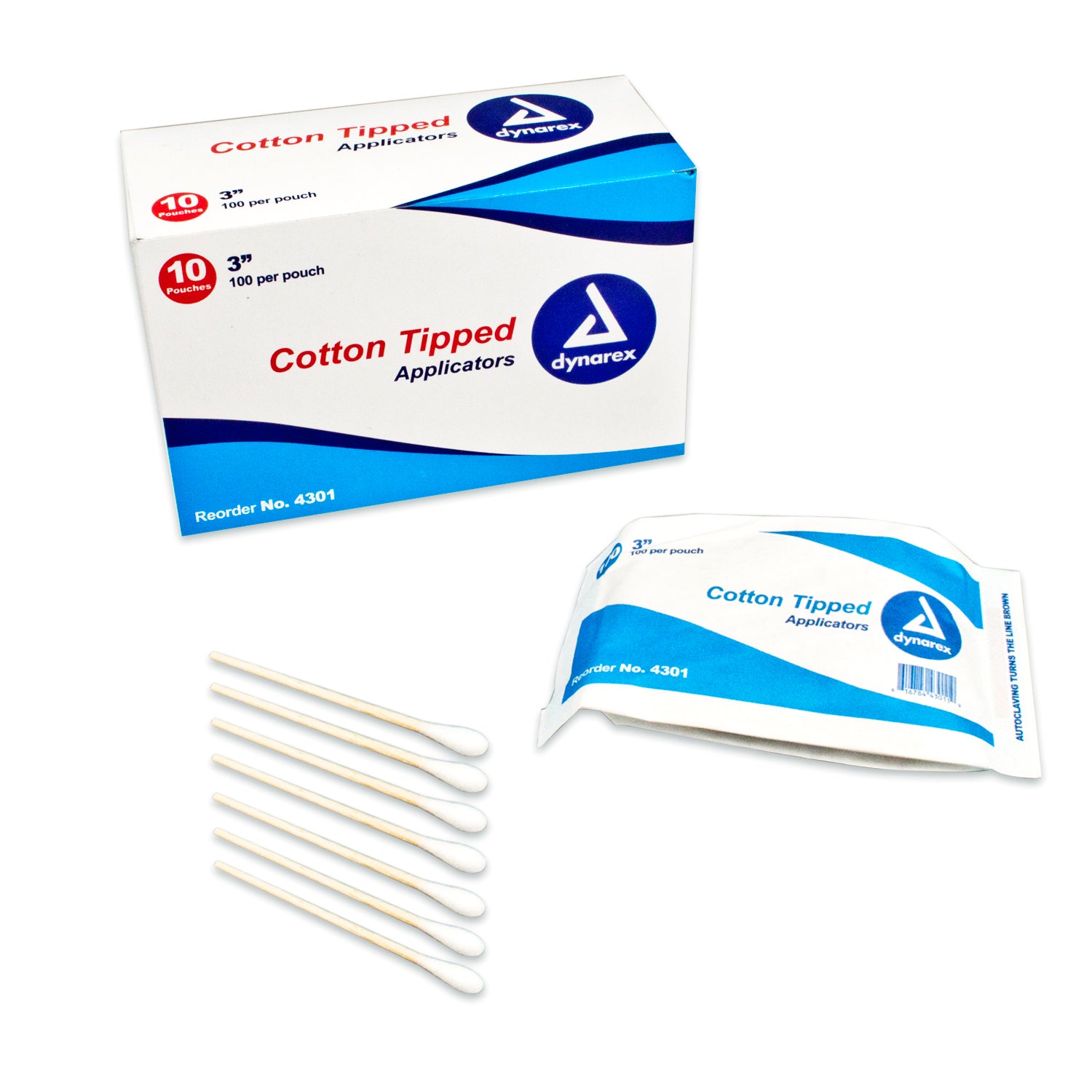 Cotton Tipped Wood Applicators Non-Sterile - 3" - 10/10/100/cs