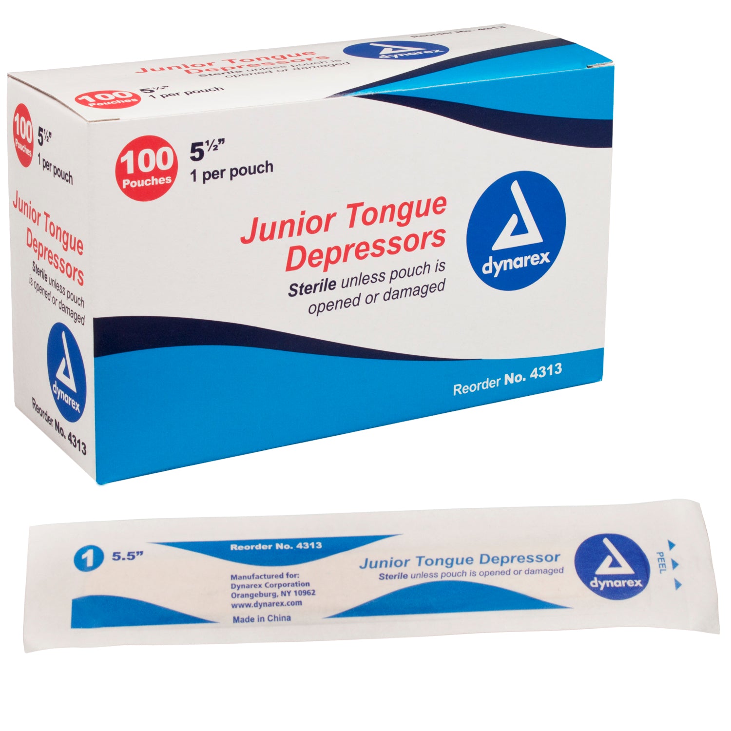 Junior Tongue Depressors - Sterile - 5 1/2" - Wood - 10/100/cs