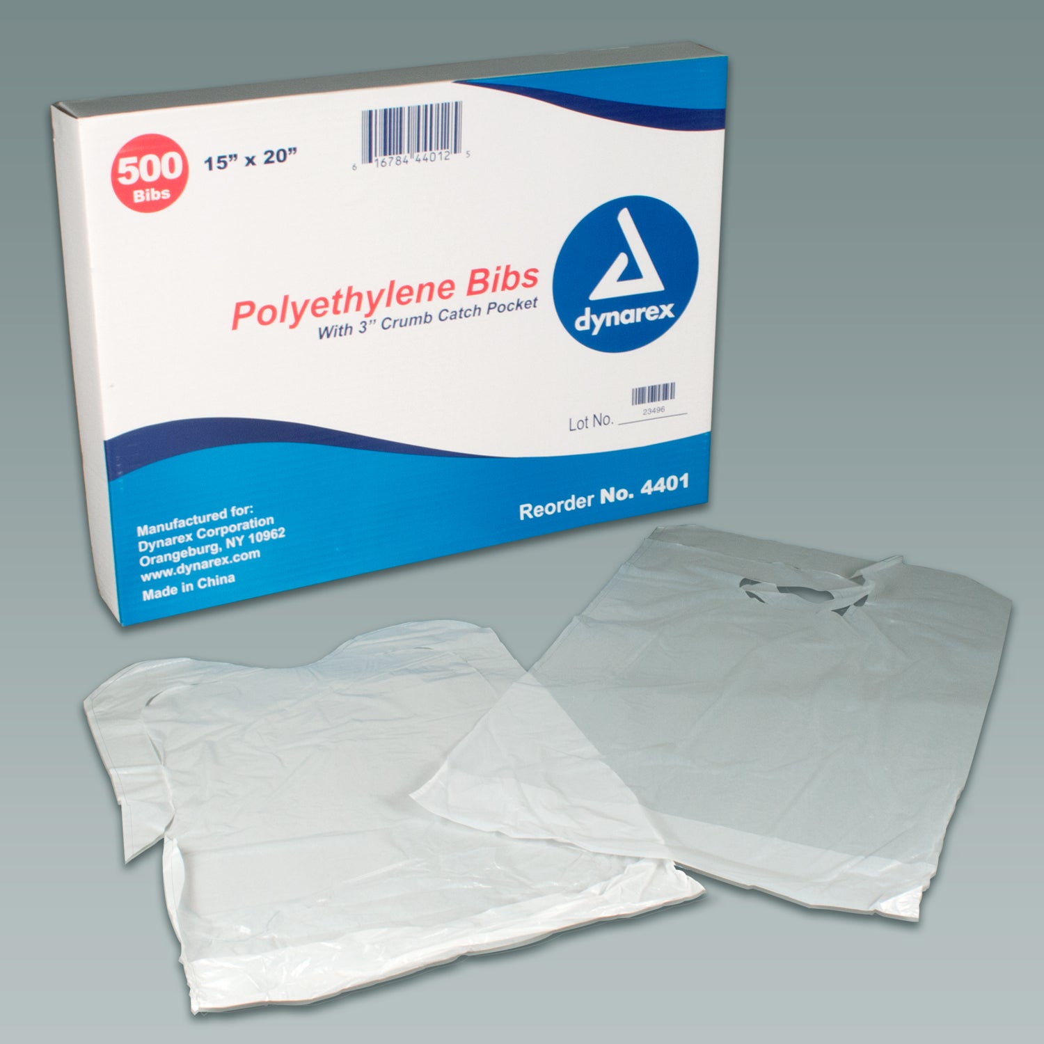 Polyethelene Bibs crumb catch 3" pocket - 15" x 20" - 4/500/cs