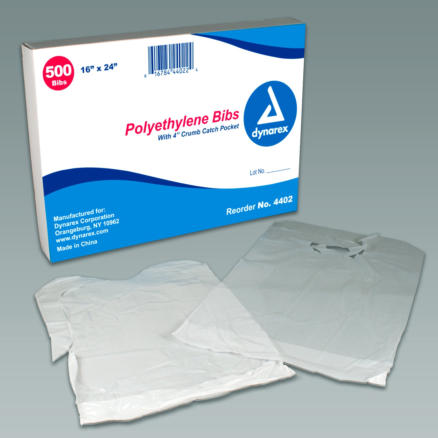 Polyethelene Bibs crumb catch 3" pocket - 16" x 24" - 4/500/cs