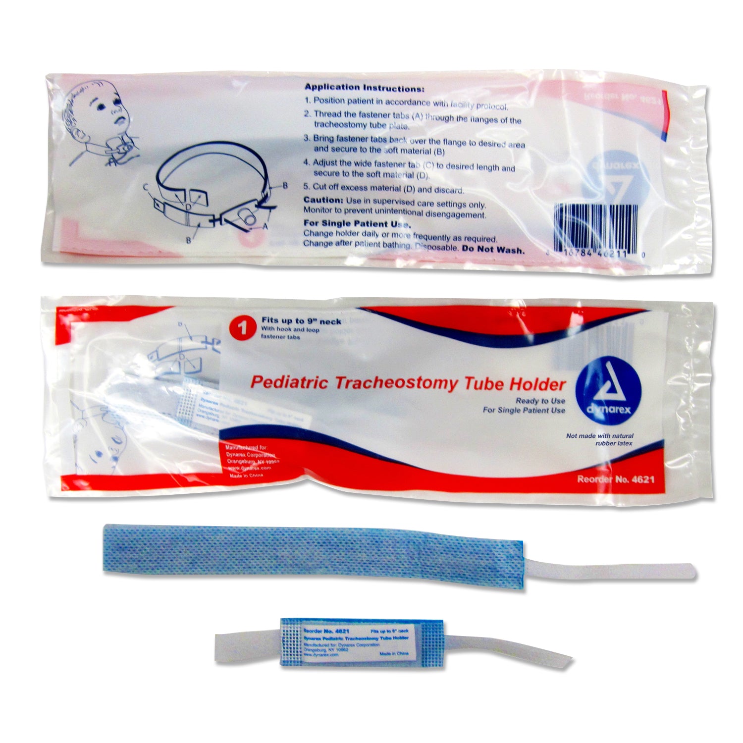 Trach Tube Holder - Pediatric (9" length) - 1/polybag 5/10/cs