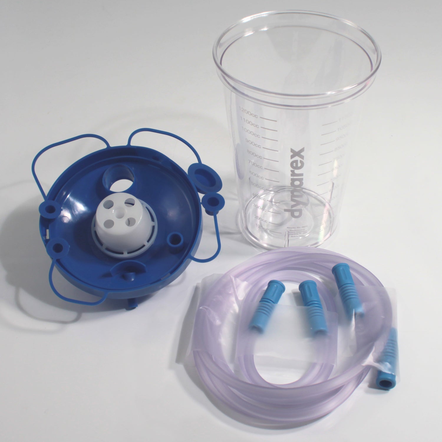 1200cc Suction Canister Kit (Hi-Flow) with lid - 3/16" Tubing-18" and 6' - 30/cs