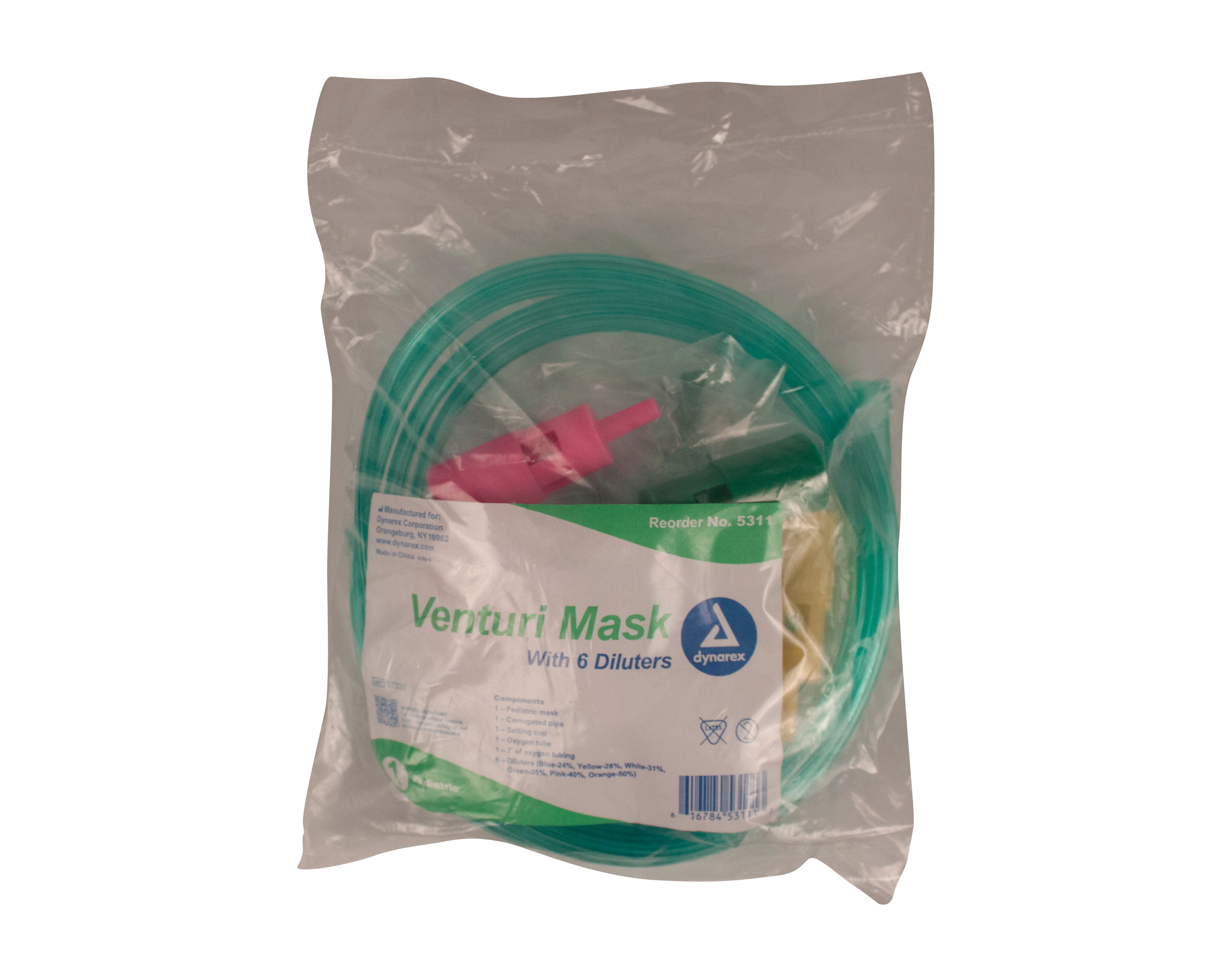 Venturi Mask - Pediatric - 6dil - 7' Tubing - 50/cs