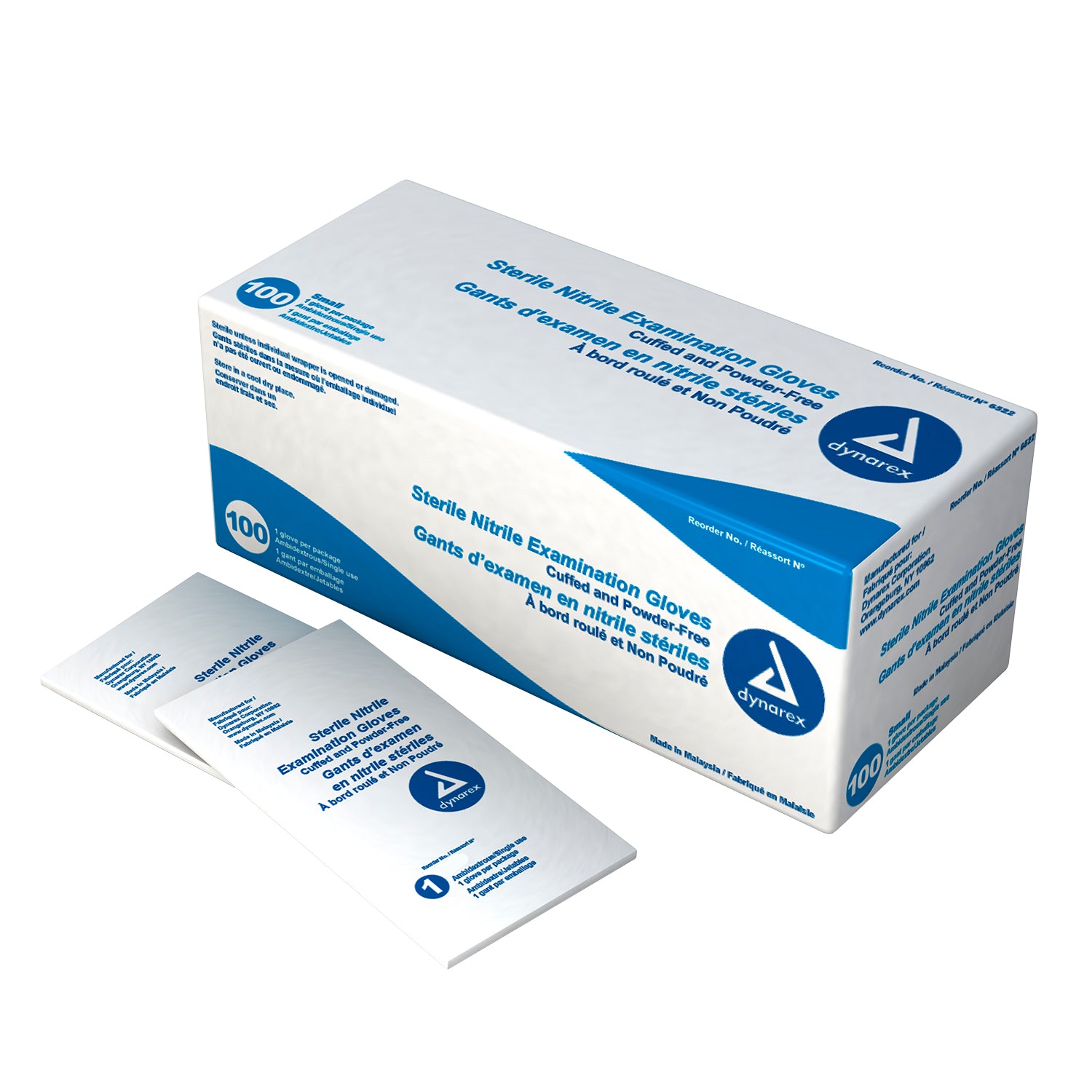 Nitrile Sterile Exam Gloves - Large - Singles - 8/100 singles/cs