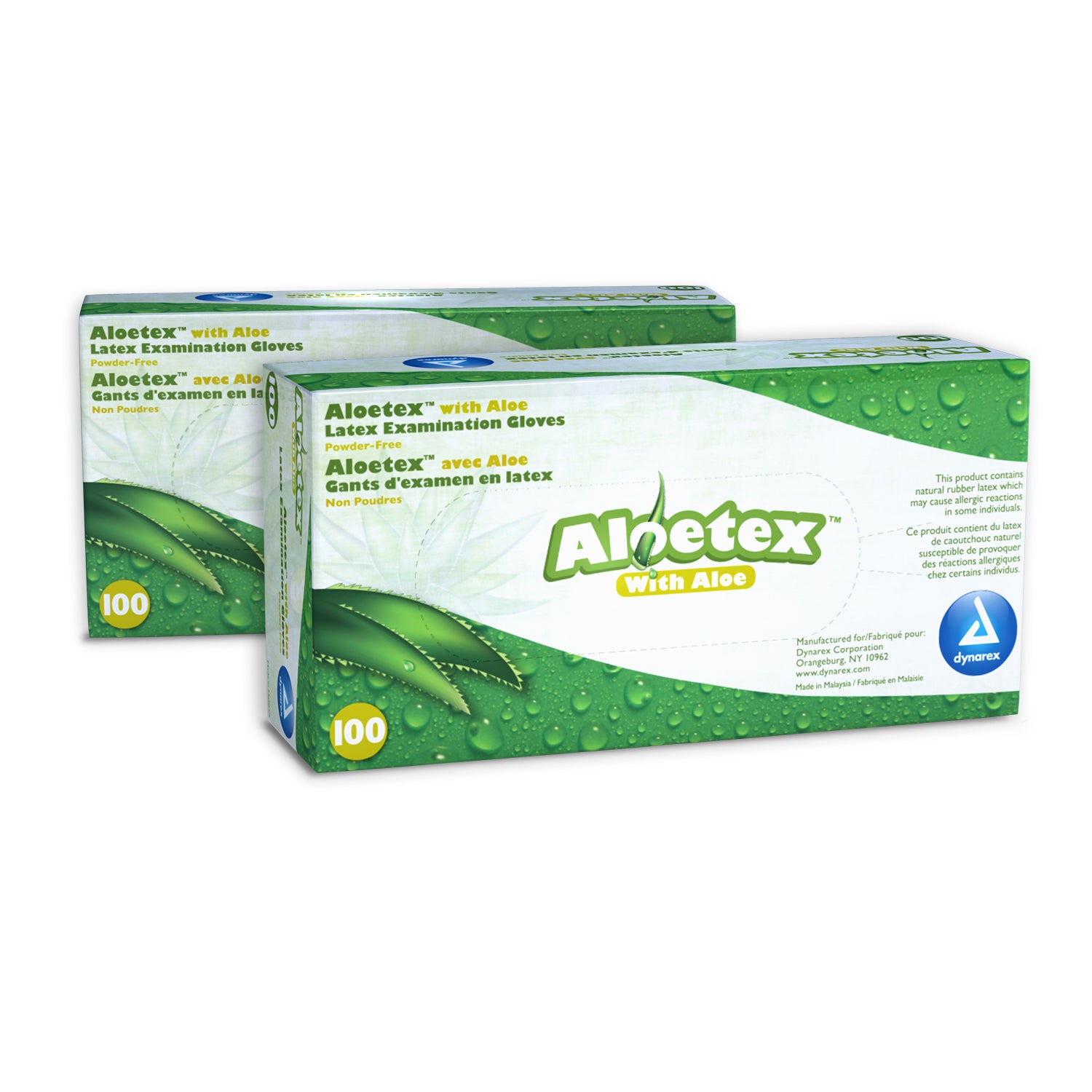 AloeTex Latex Gloves - Small - Green - 10/100/cs