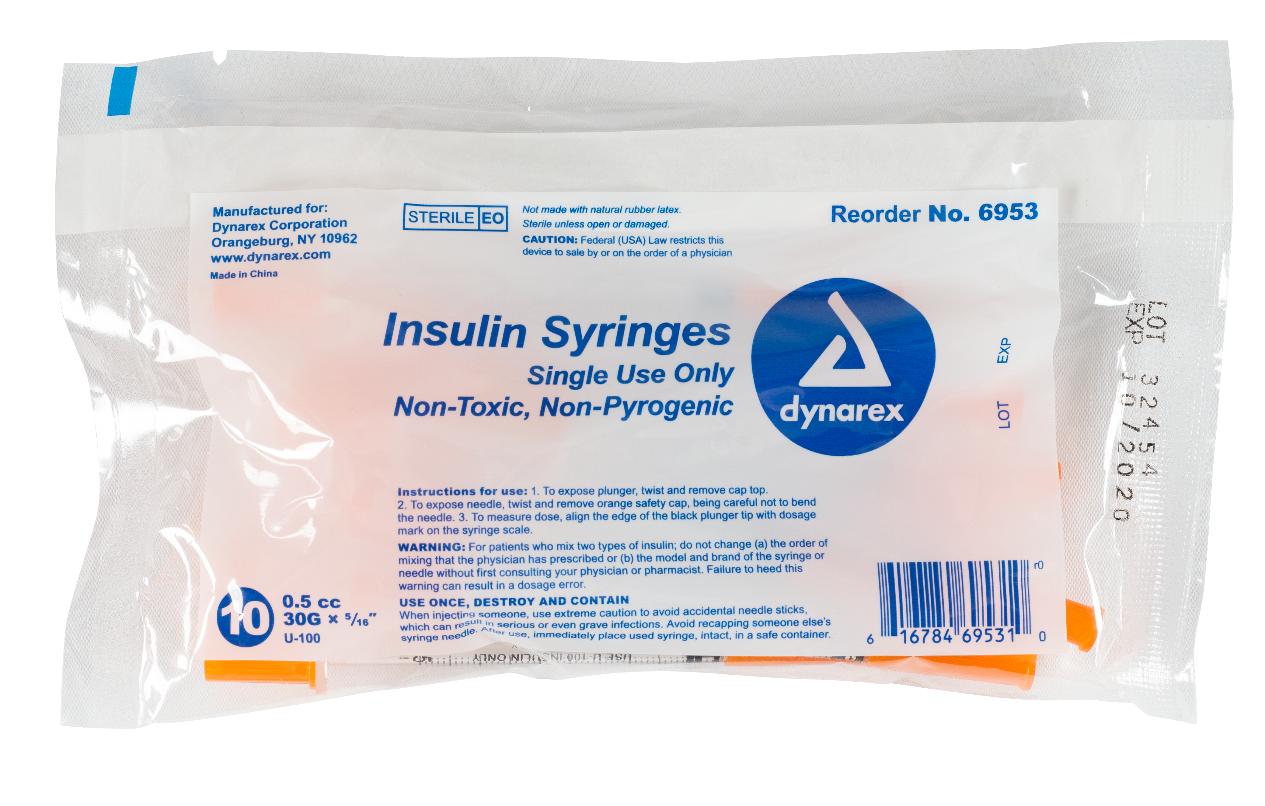 Insulin Syringe N/S - .5cc - 30G - 5/16" Needle - 5/10/10/cs