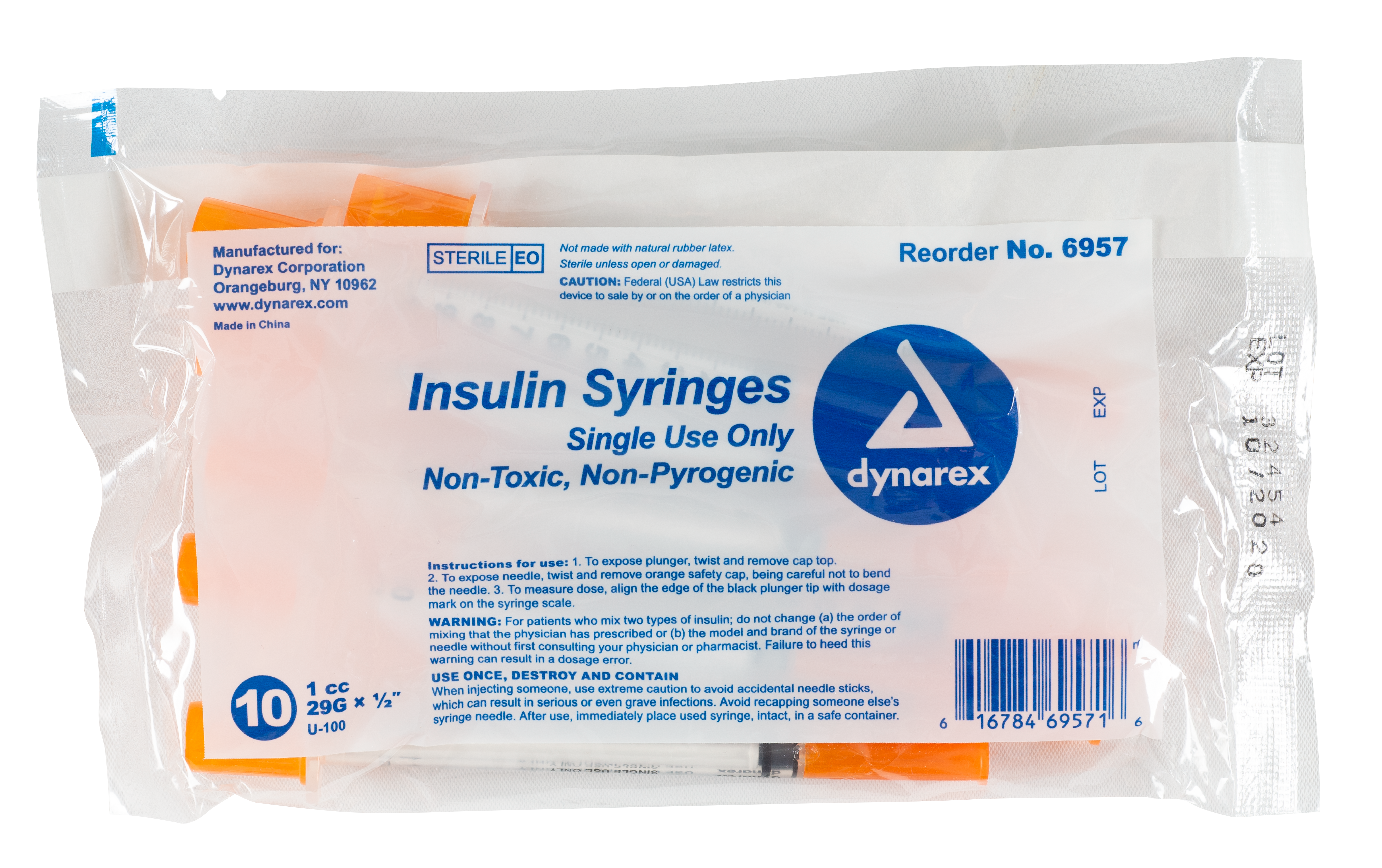 Insulin Syringe N/S - 1cc - 29G - 1/2" Needle - 5/10/10/cs