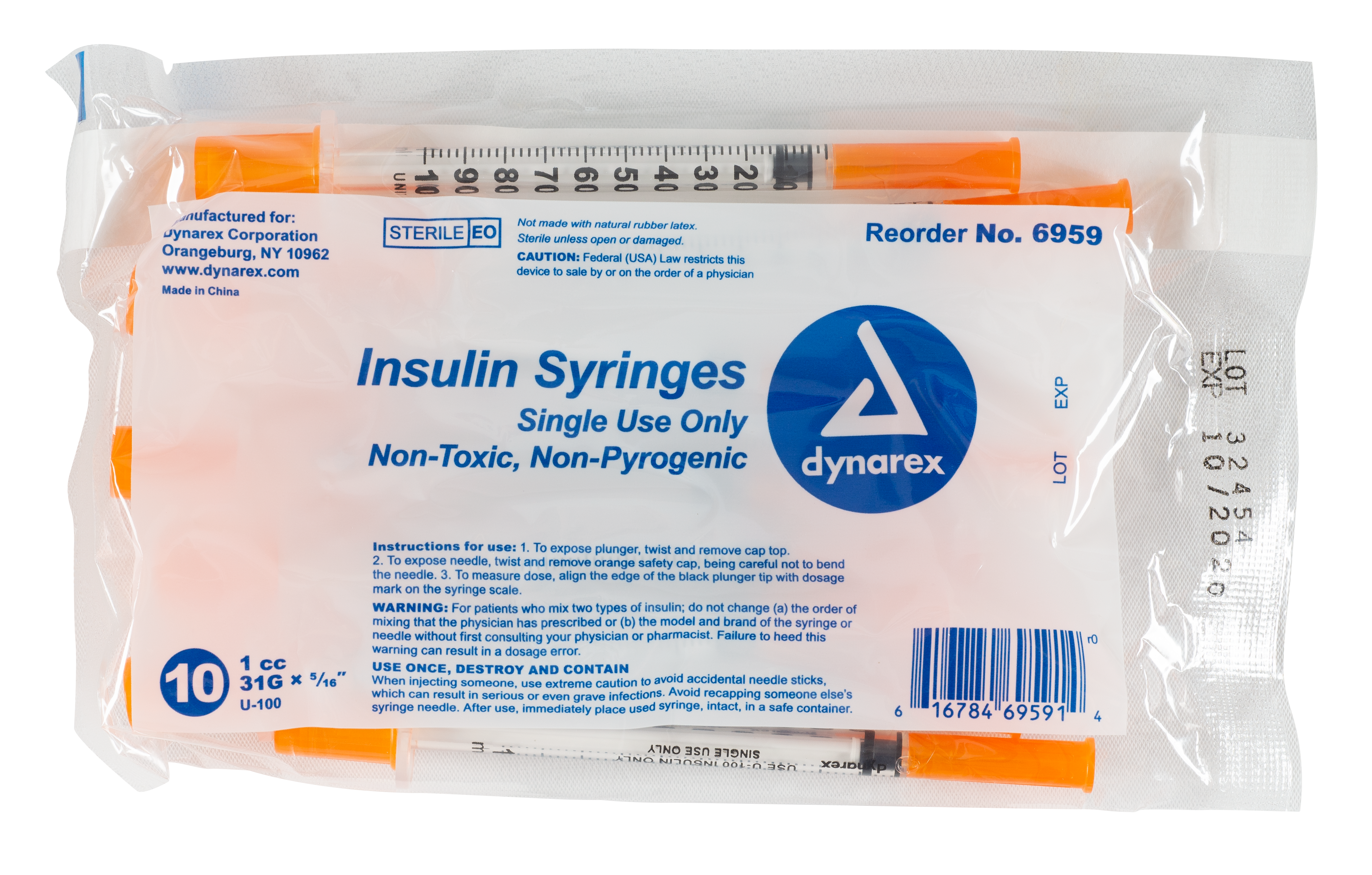 Insulin Syringe N/S - 1cc - 31G - 5/16" Needle - 5/10/10/cs