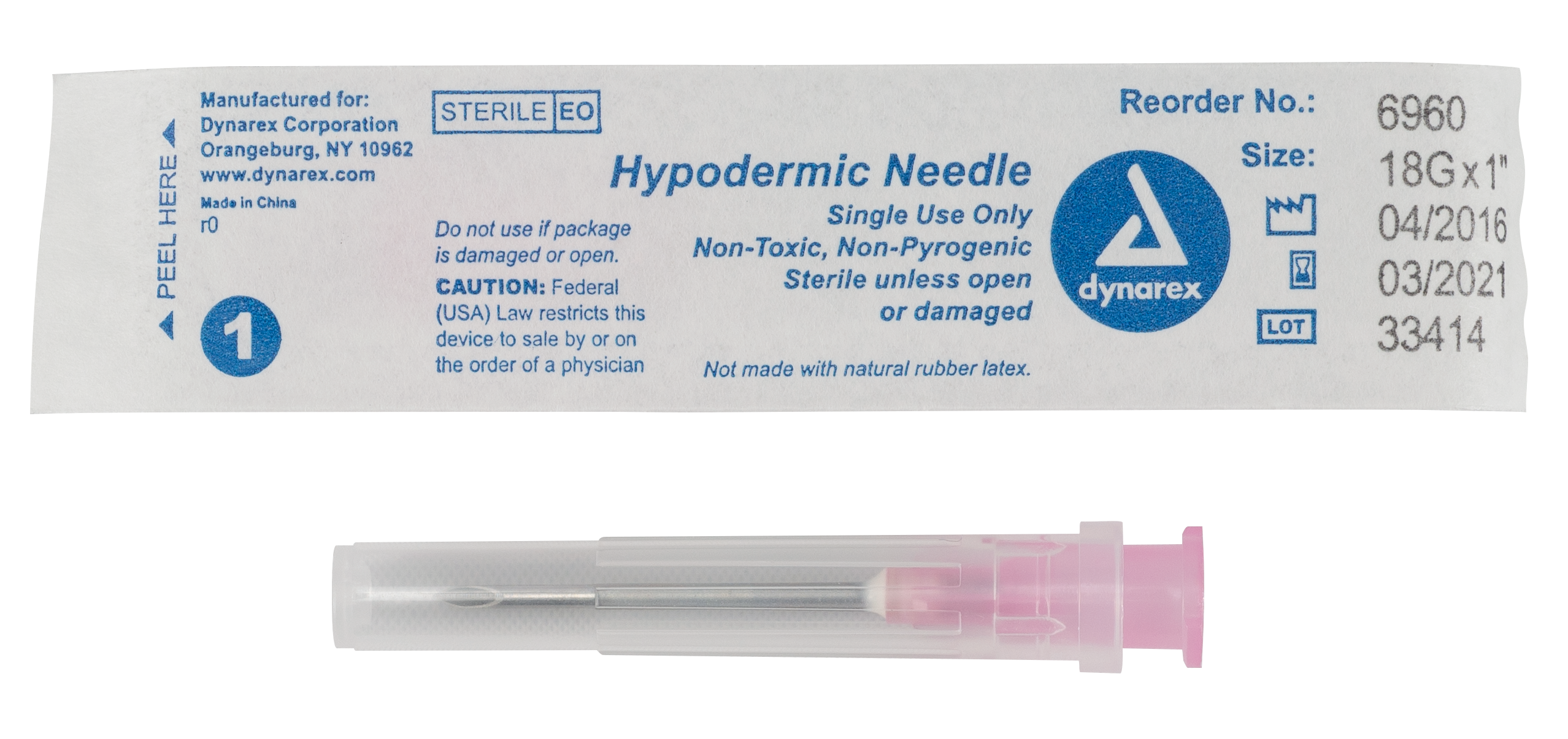 Hypodermic Needle - Non-Safety - 18G - 1" Needle - 10/100/cs