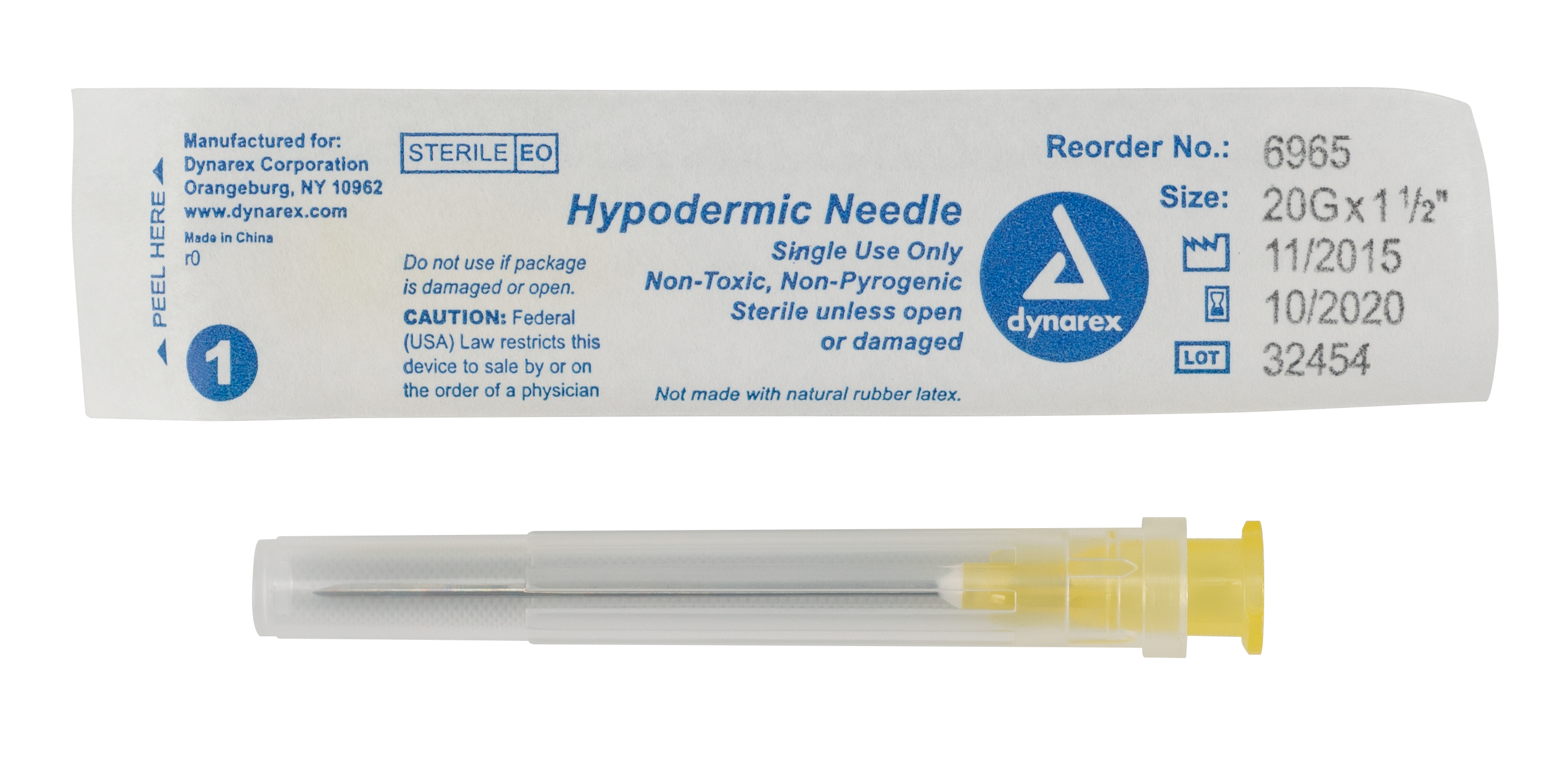 Hypodermic Needle - Non-Safety - 20G - 1 1/2" Needle - 10/100/cs