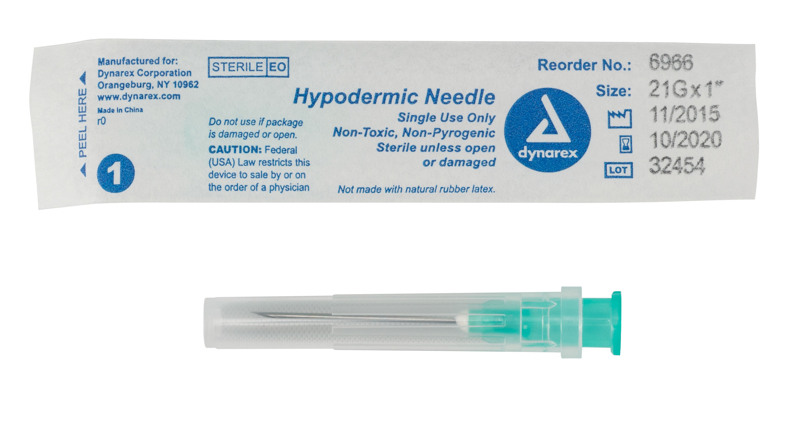 Hypodermic Needle - Non-Safety - 21G - 1 " Needle - 10/100/cs