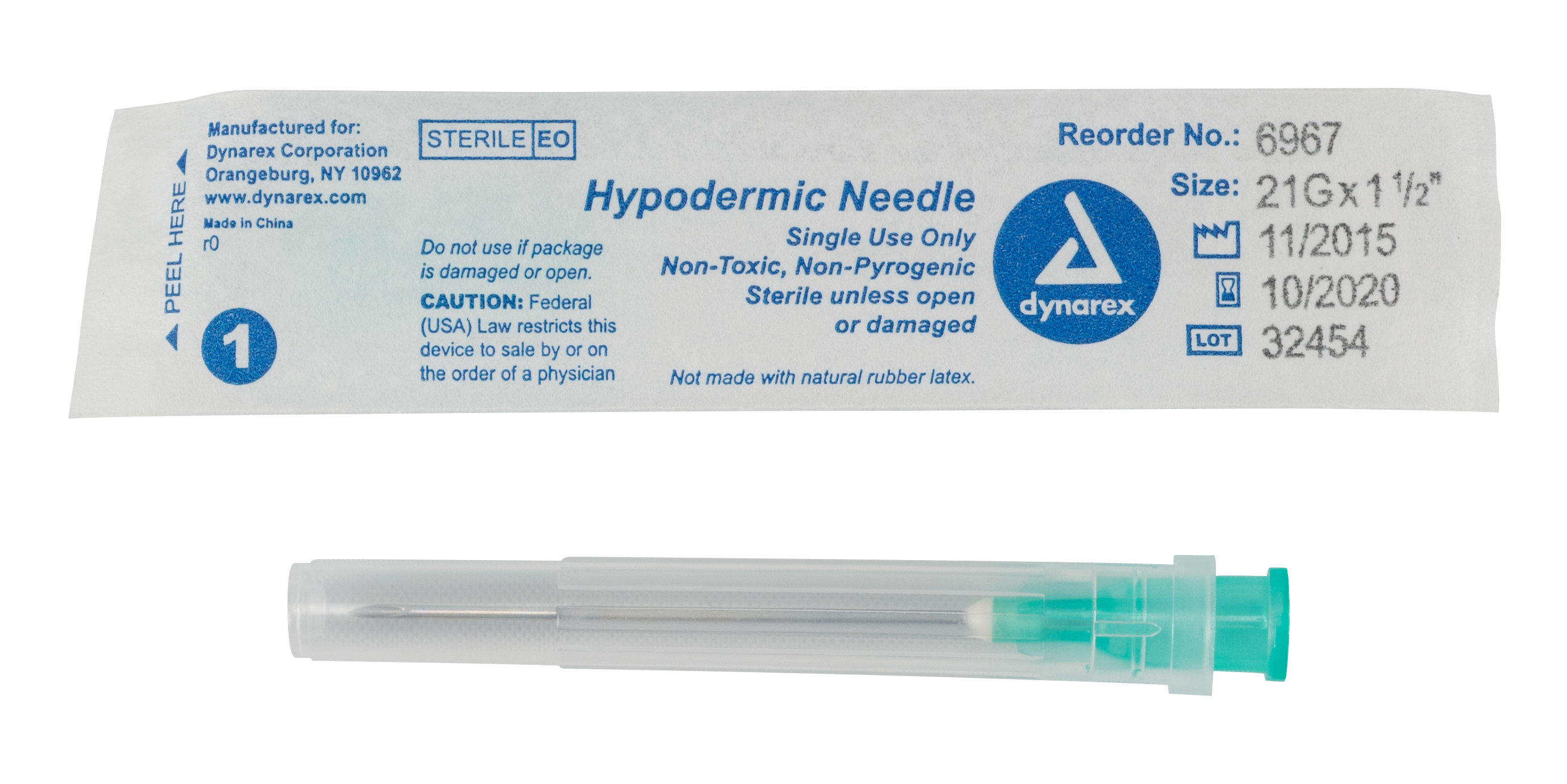 Hypodermic Needle - Non-Safety - 21G - 1 1/2 " Needle - 10/100/cs