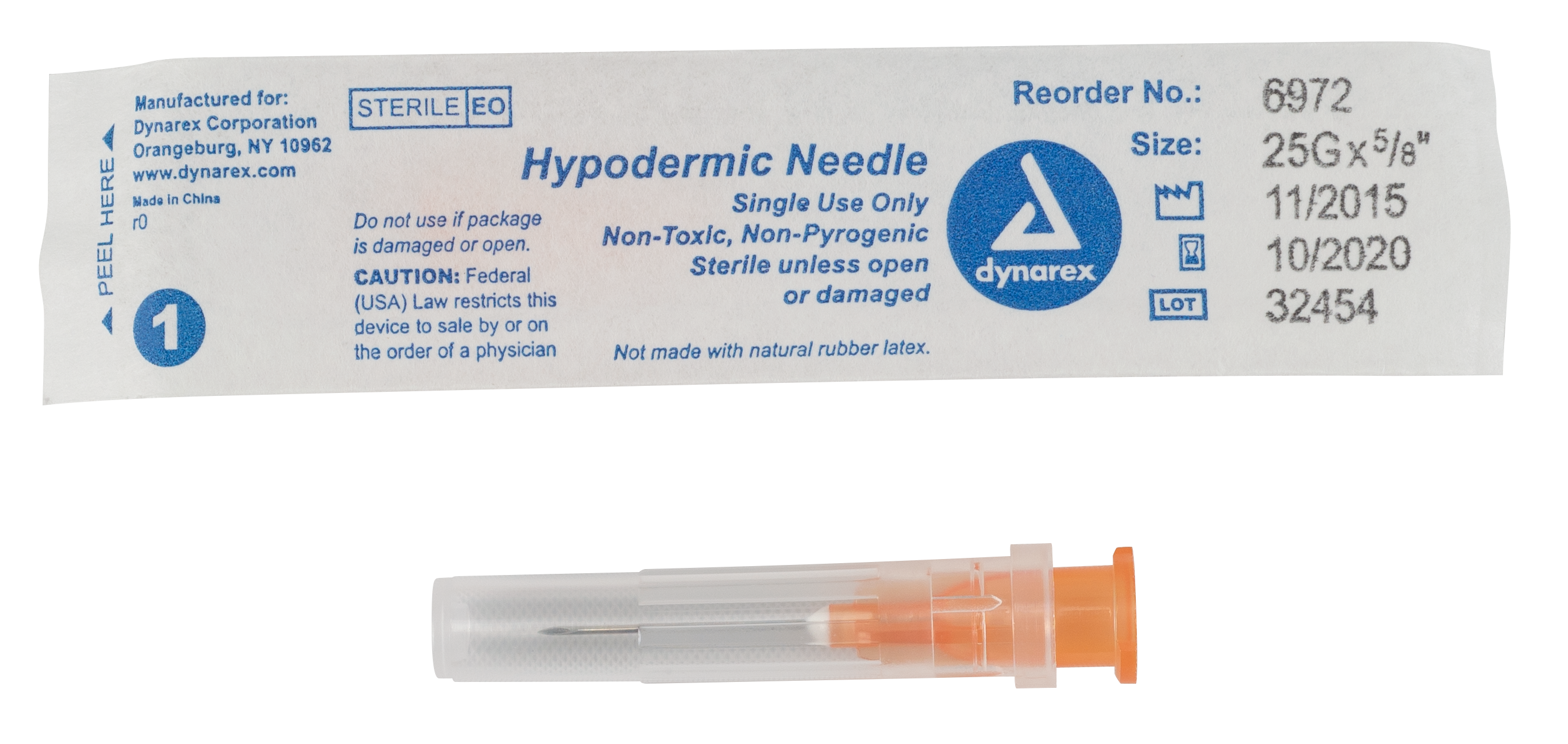 Hypodermic Needle - Non-Safety - 25G - 5/8 " Needle - 10/100/cs