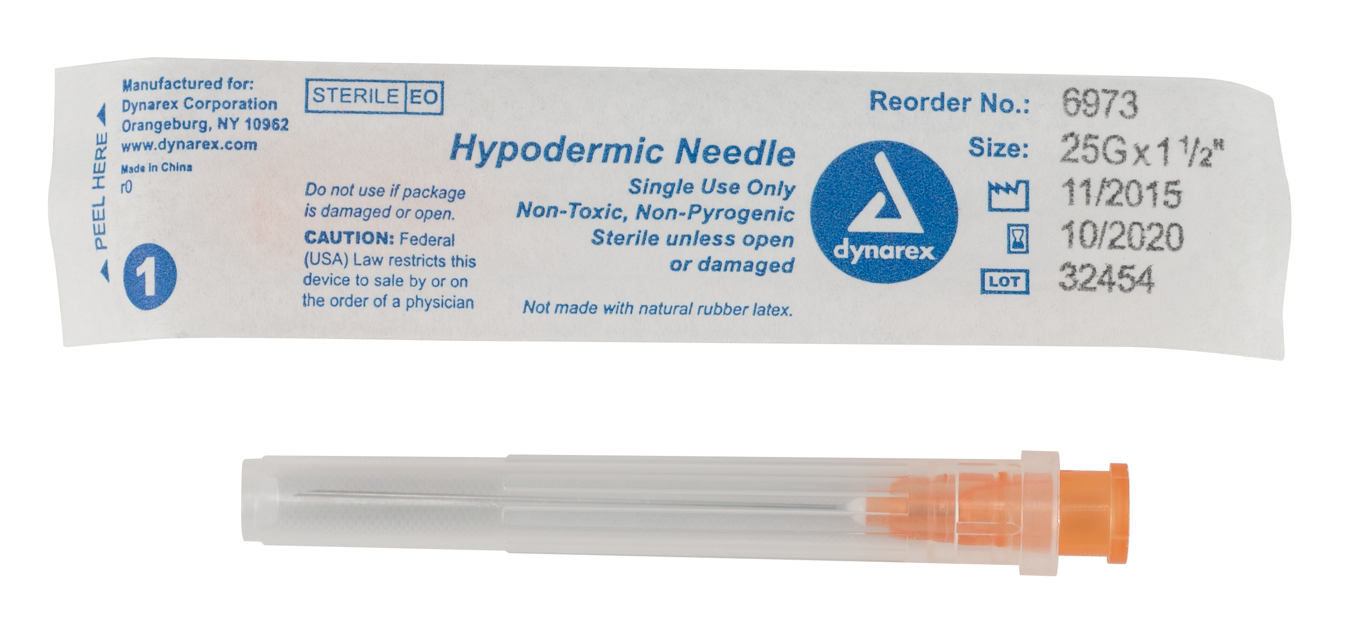 Hypodermic Needle - Non-Safety - 25G - 1 1/2" Needle - 10/100/cs