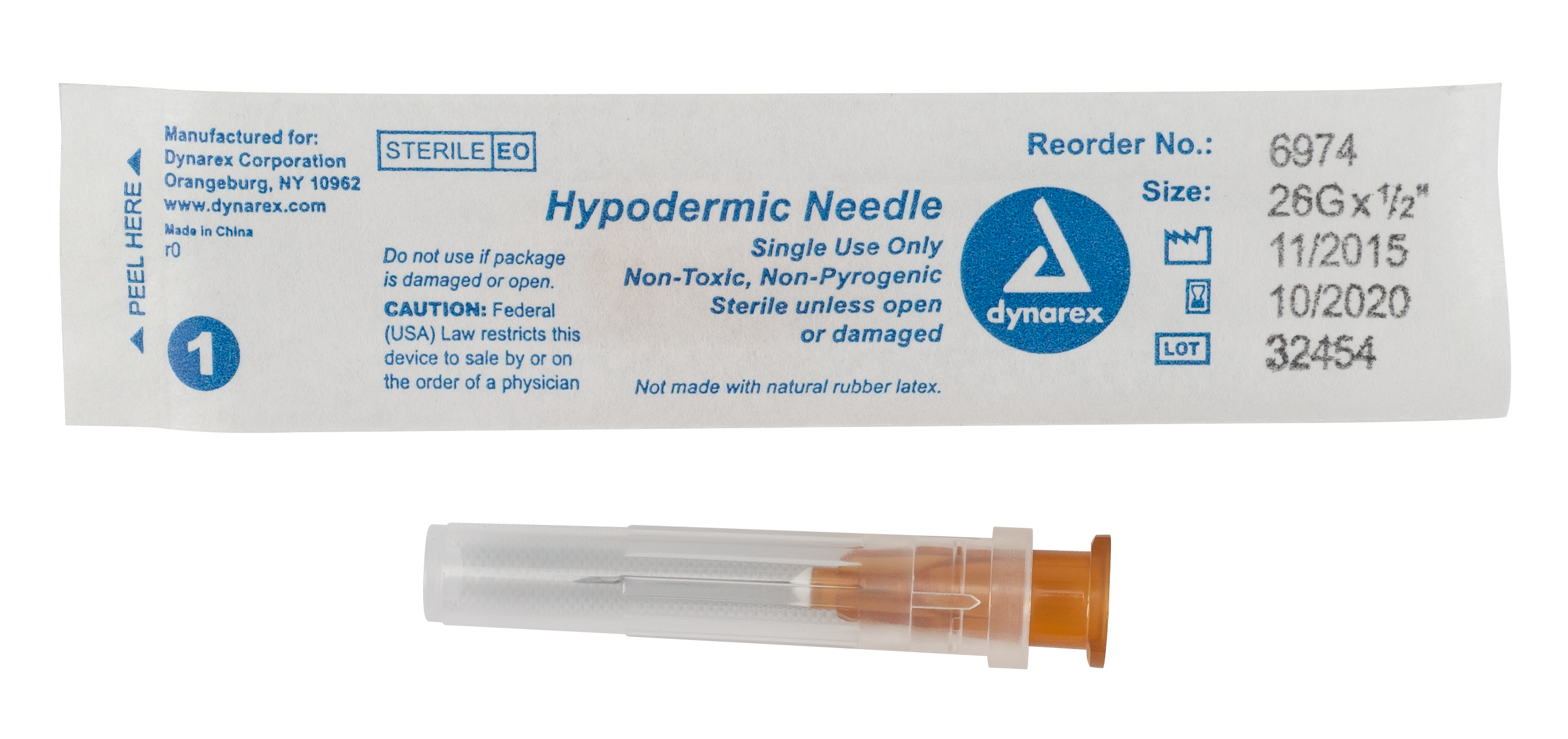 Hypodermic Needle - Non-Safety - 26G - 1/2" Needle - 10/100/cs