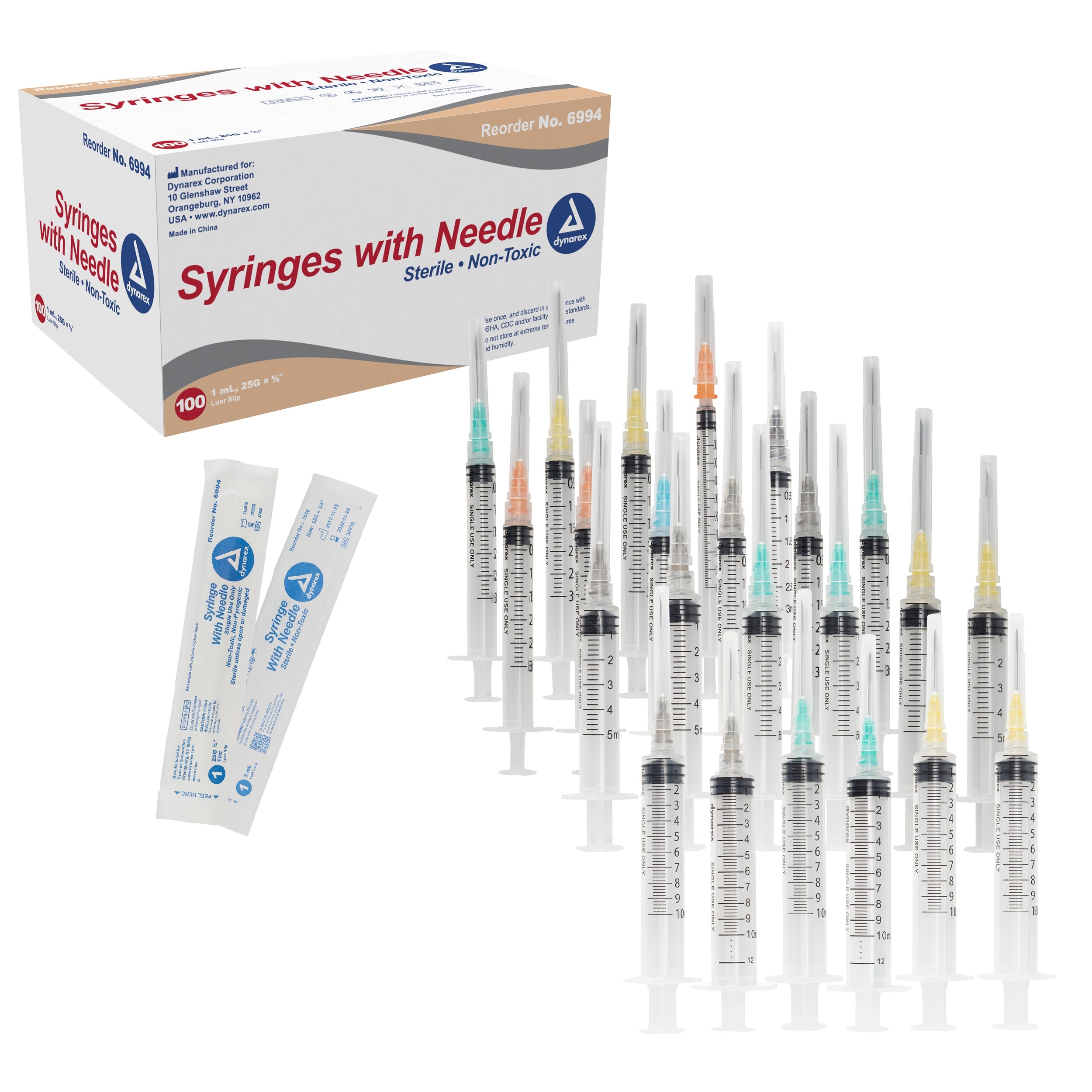 Syringe - Non-Safety with Needle - 1cc Luer slip - 25G - 5/8" - 8/100/cs