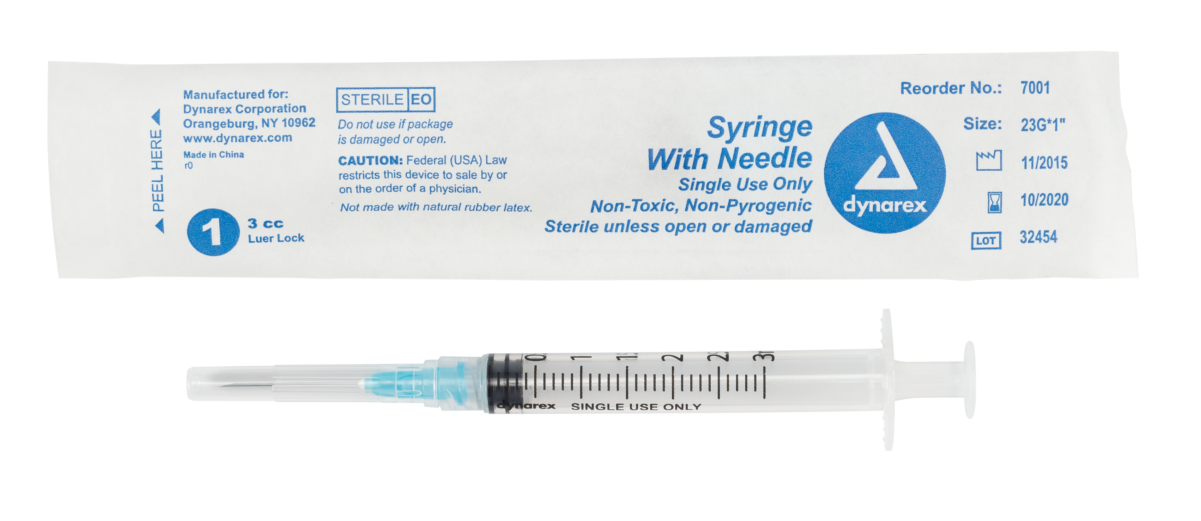 Syringe - Non-Safety with Needle - 3cc - Luer Lock - 23G - 1" Needle - 8/100/cs