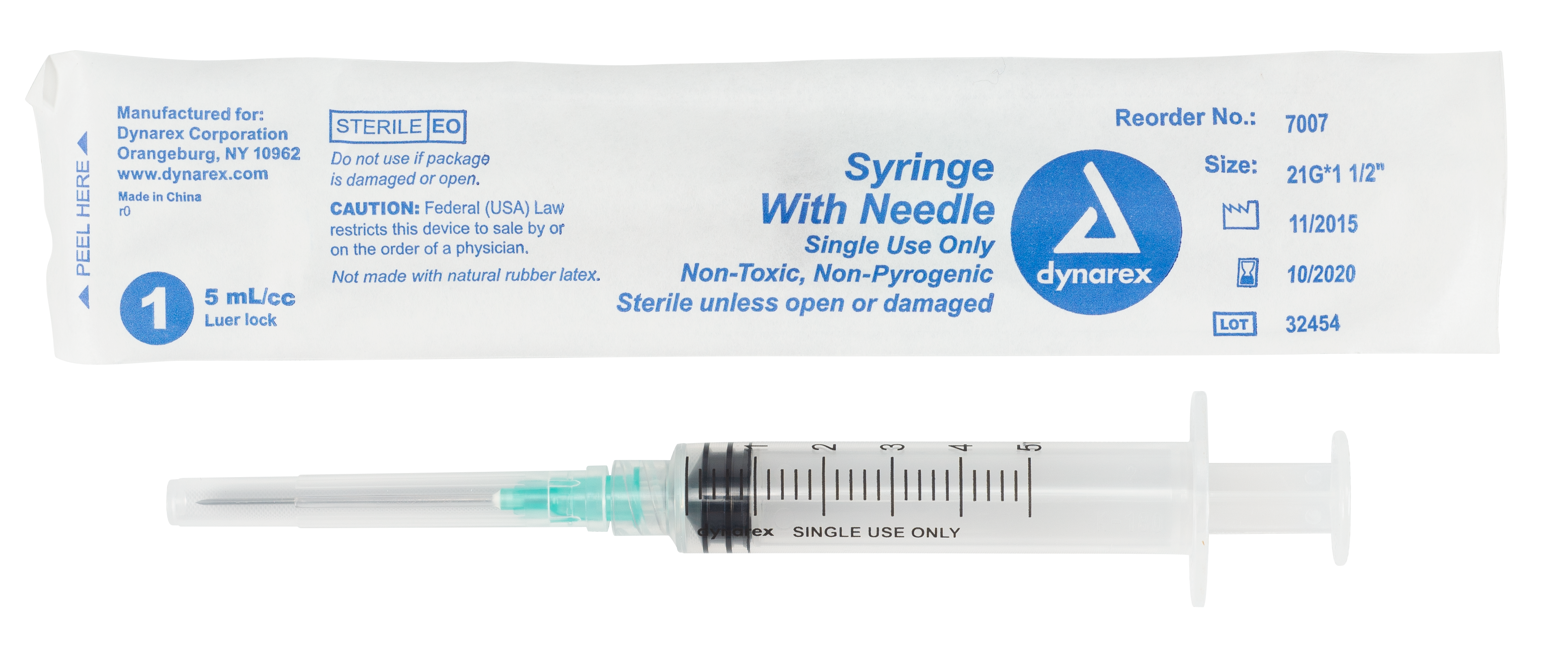 Syringe - Non-Safety with Needle - 5cc Luer Lock - 21G - 1.5" Needle - 4/100/cs