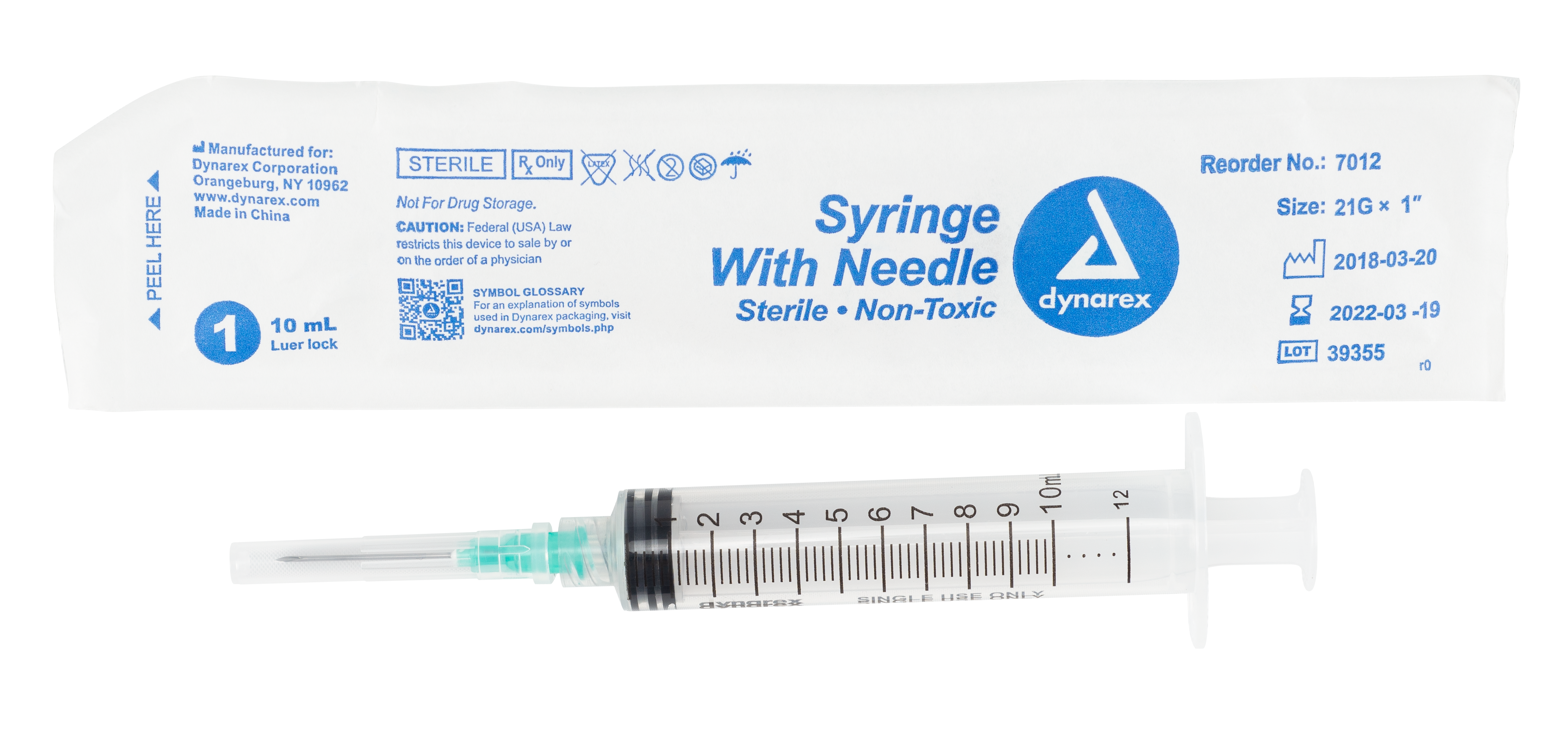 Syringe - Non-Safety with Needle - 10cc Luer Lock - 21G - 1" Needle - 4/100/cs