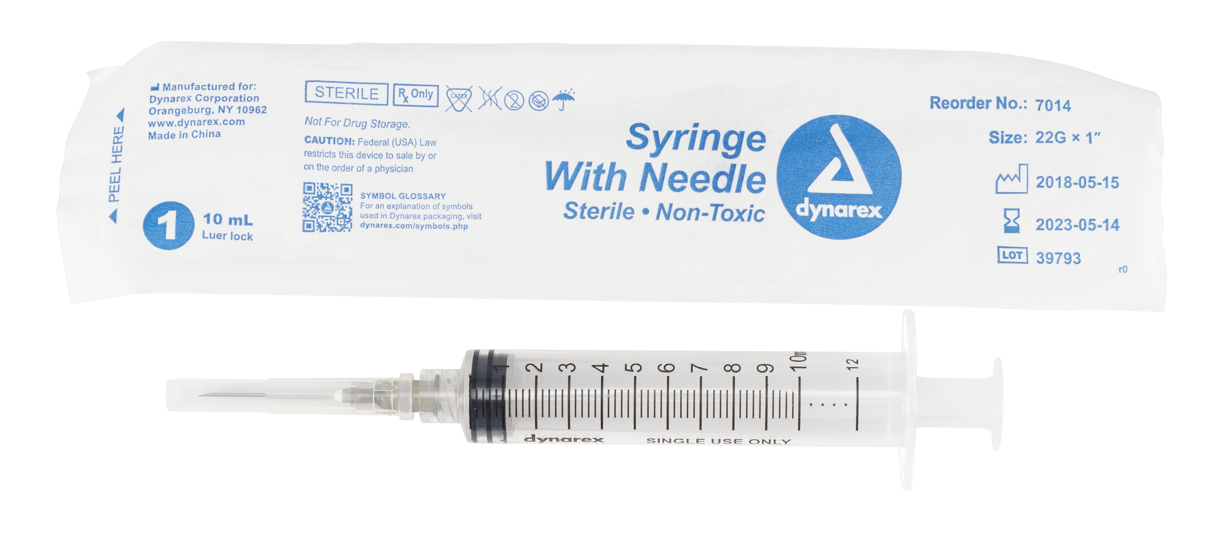 Syringe - Non-Safety with Needle - 10cc Luer Lock - 22G - 1" Needle - 4/100/cs