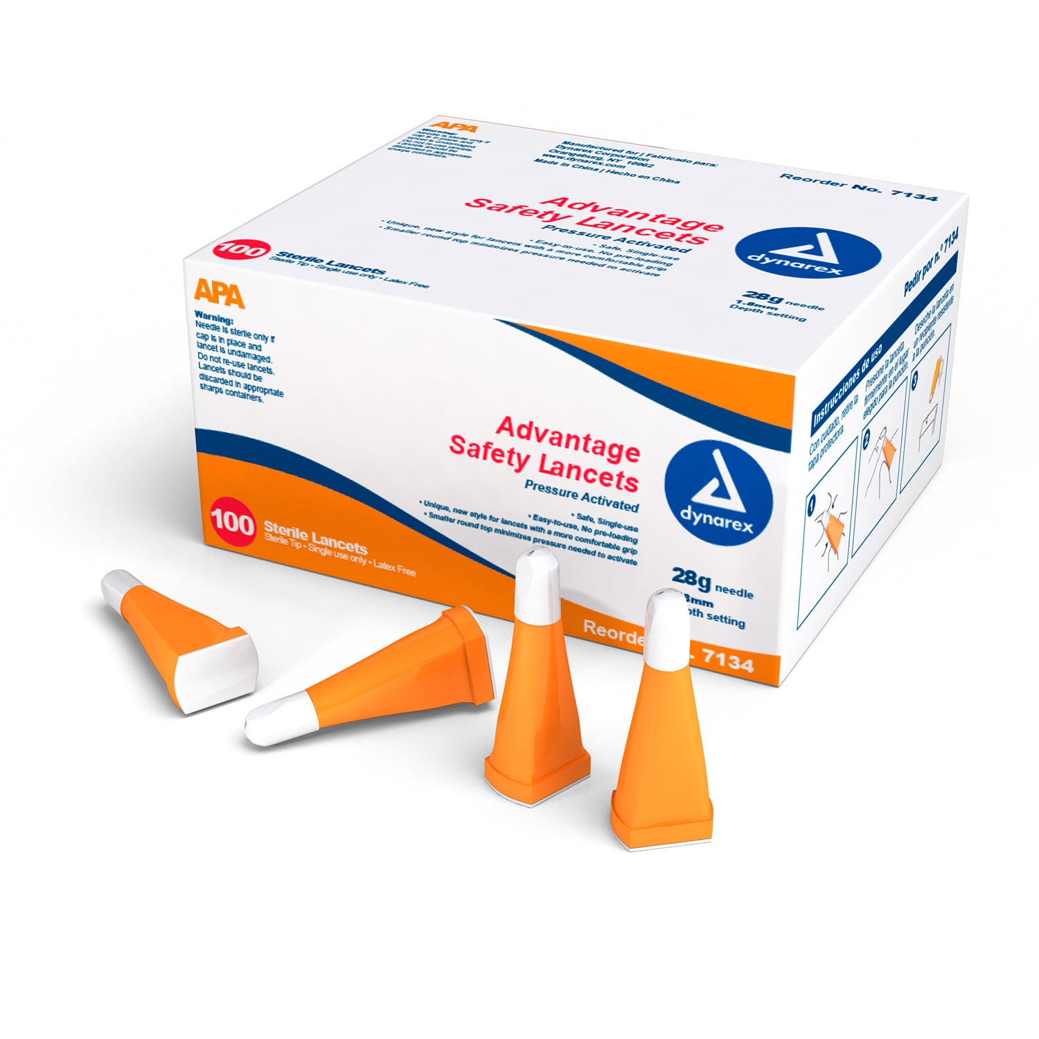 Advantage Pressure Activated Safety Lancets Sterile - 28 gauge - 1.8 mm Depth - 10/100/cs