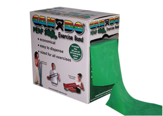 CanDo® Perf 100® Low Powder Exercise Band - 100 yard Perf 100® rolls - 5-piece set (1 each: yellow - red - green - blue - black)