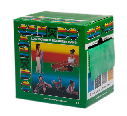 CanDo® Low Powder Exercise Band Rolls - 100 yard (2 x 50 yard rolls) - 5-piece set (1 each: yellow - red - green - blue - black)