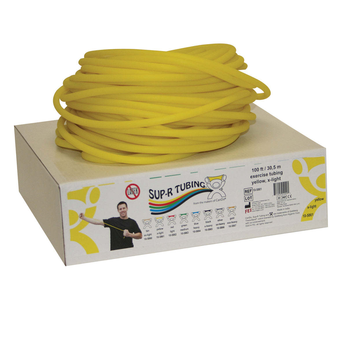 Sup-R Tubing® Latex Free Exercise Tubing Rolls - 100' dispenser roll - Yellow - x-light