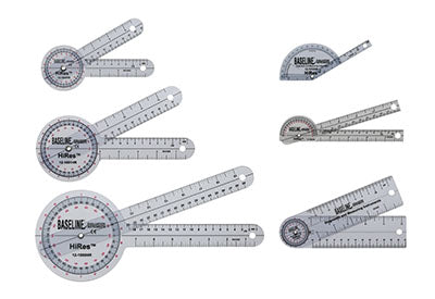 Baseline® Plastic Goniometers - Rulongmeter Style - HiRes™ 360 Degree Head - 6 inch Arms