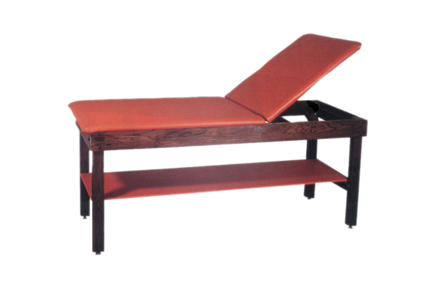 Hardwood Treatment Tables - Fixed Height - table - H-brace - shelf - upholstered - 72" L x 24" W x 30" H