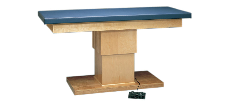 Hardwood Treatment Tables - Hi-Low - table - manual hi-low - shelf - drawer - upholstered - 78" L x 30" W x 25" - 33" H - 1-section