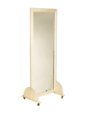 28" x 75" vertical posture/gait-training glass mirror w/caster